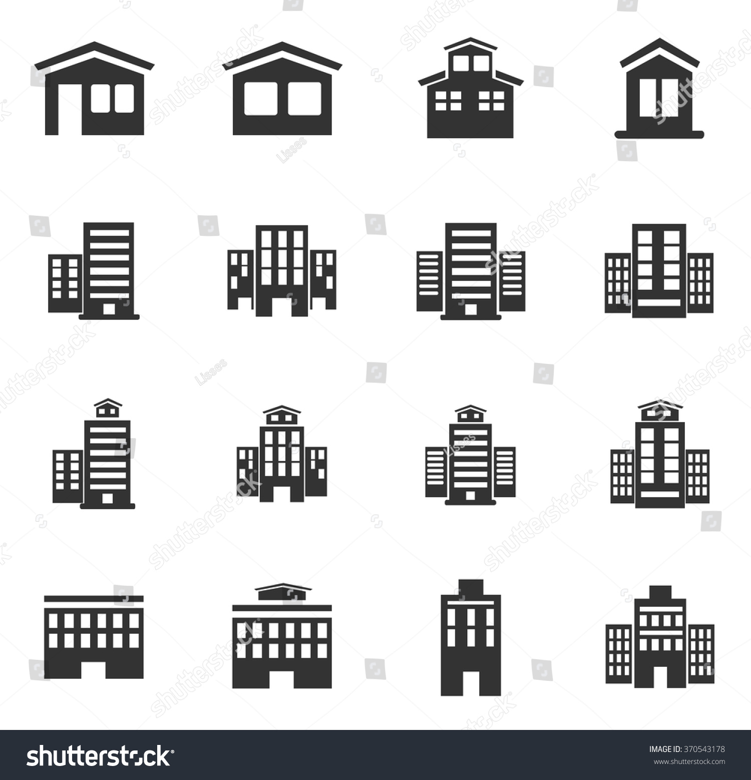 Buildings Symbol Web Icons Stock Vector (Royalty Free) 370543178