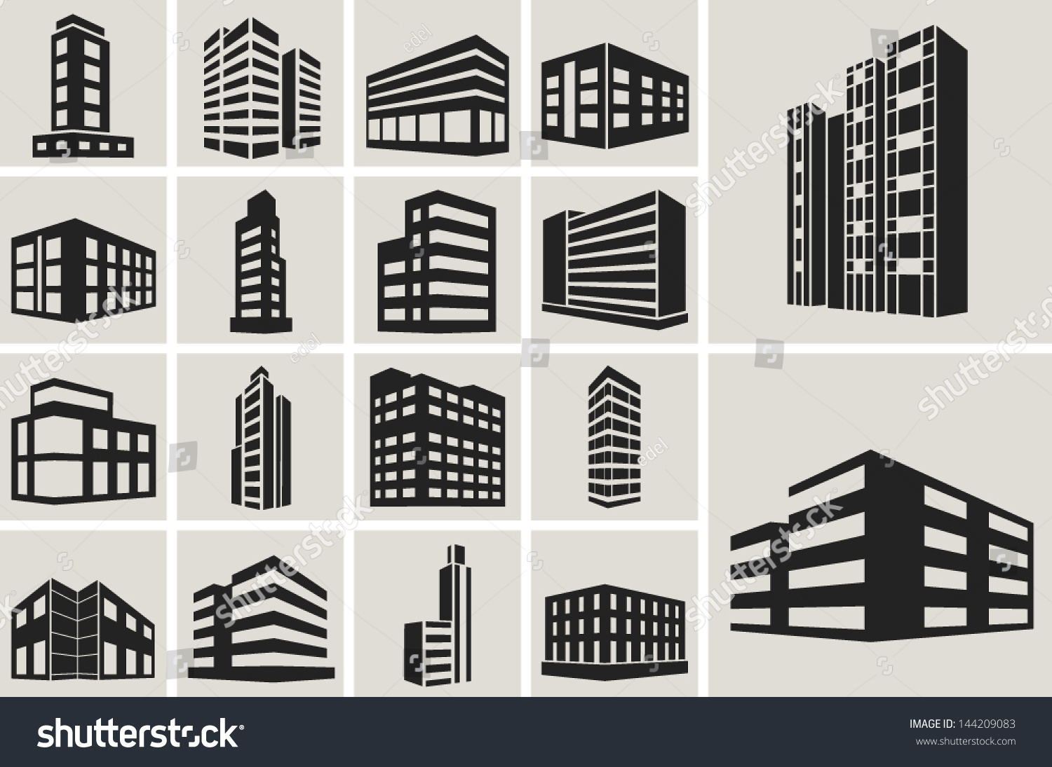 Buildings Vector Web Icons Set Stock Vector 144209083 Shutterstock