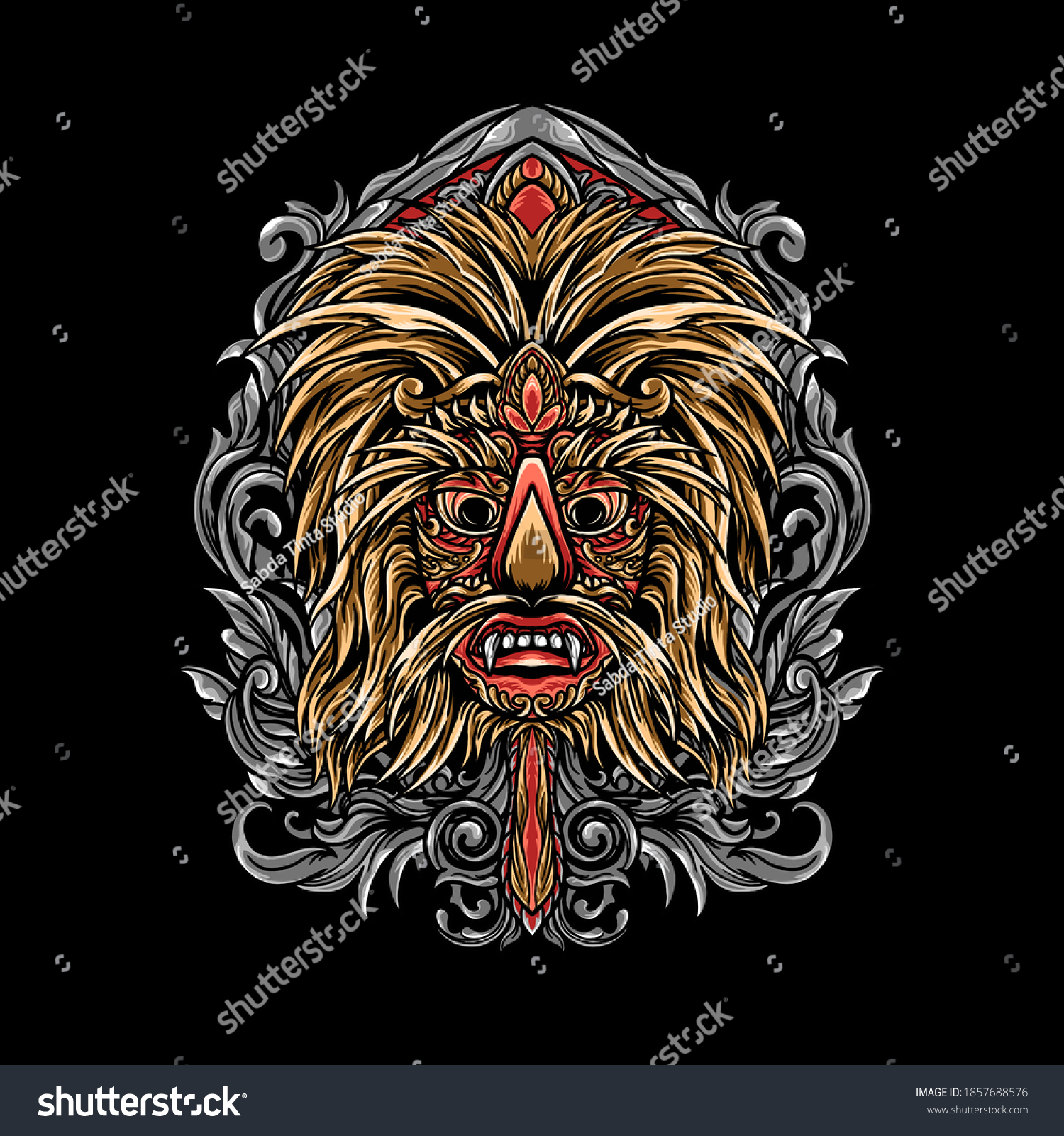 Bujang Ganong Indonesian Culture Illutration Merchandise Stock Vector ...