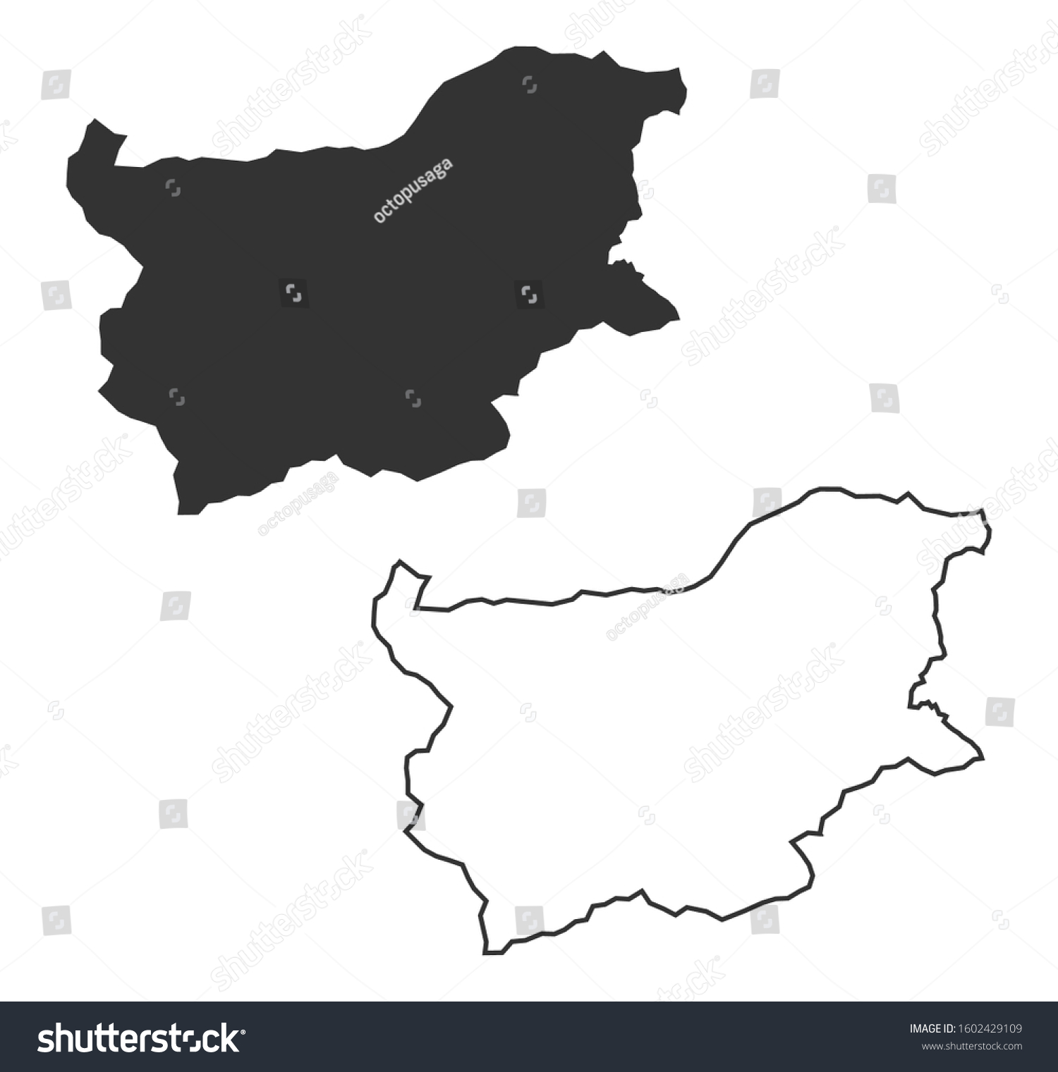 Bulgaria Map Vector Map Bulgaria Black Vetor Stock Livre De Direitos 1602429109 Shutterstock