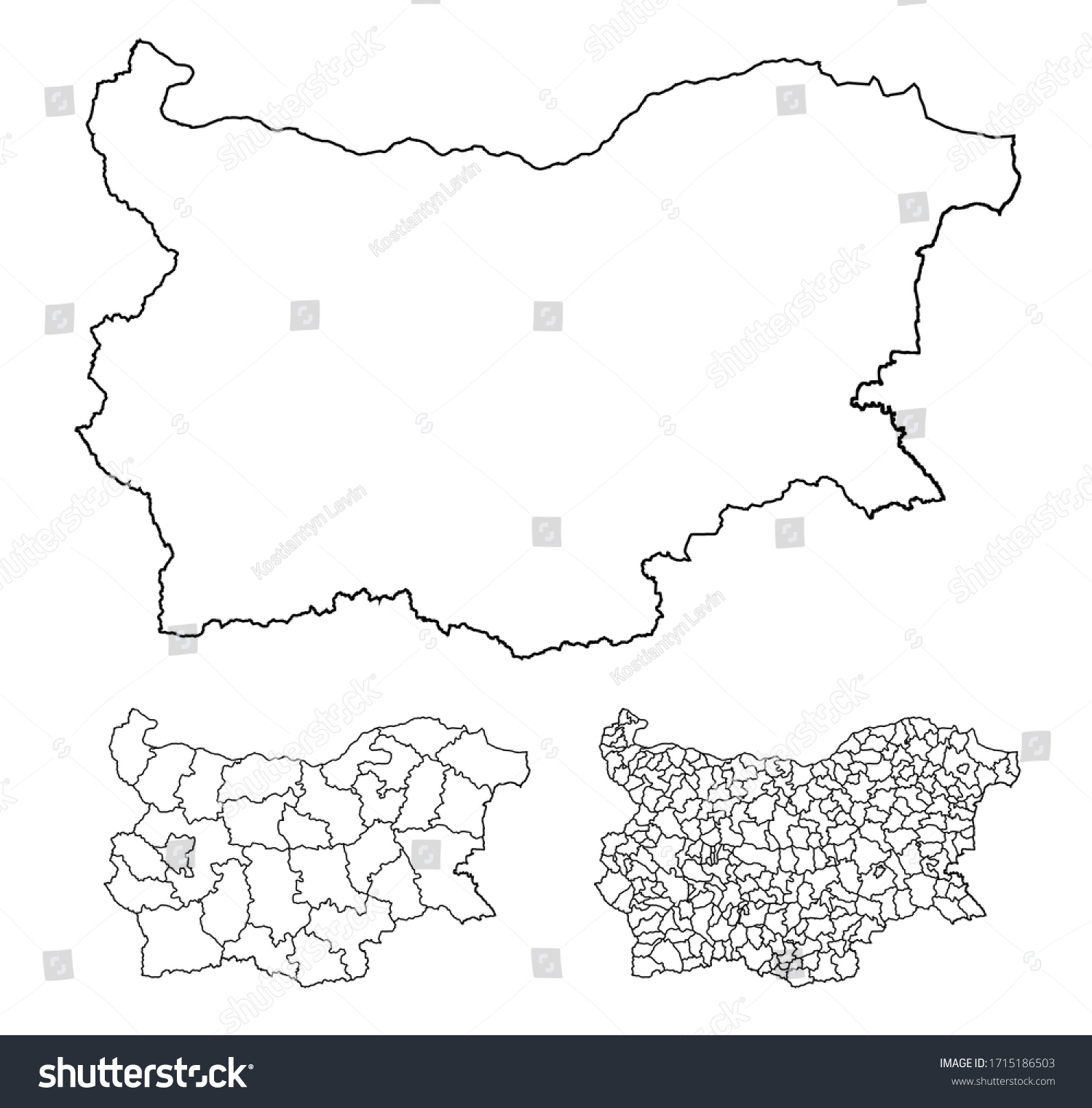 Bulgaria Outline Map Vector Administrative Borders Stock Vector ...