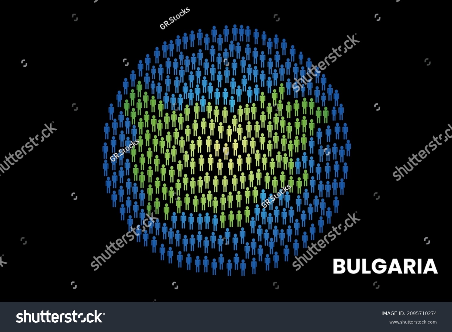 Bulgaria Population People Map Globe Vector Stock Vector (Royalty Free