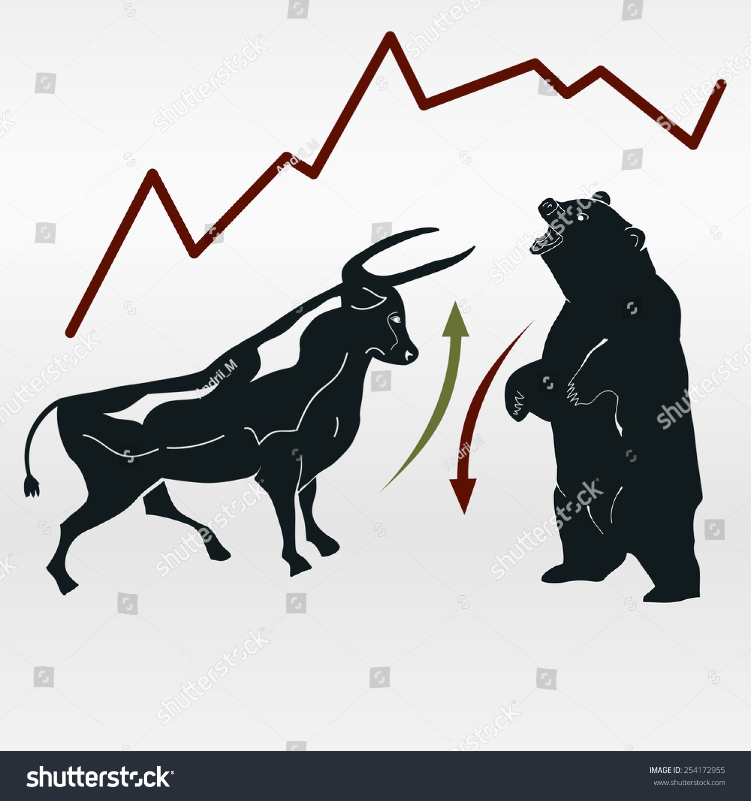 Bull Bear Market Report Symbolic Beasts Stock Vector Royalty Free
