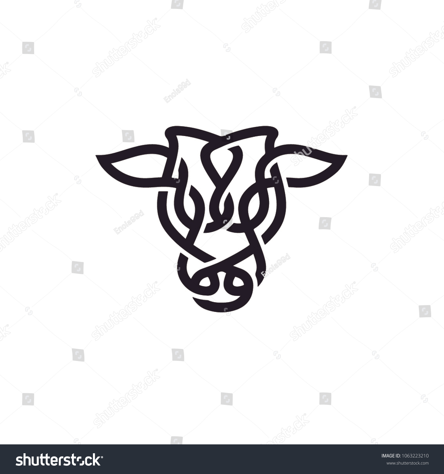 SVG of Bull Cow Angus Buffalo Longhorn Cattle Head with Celtic Knot Line Style Logo design inspiration	
 svg