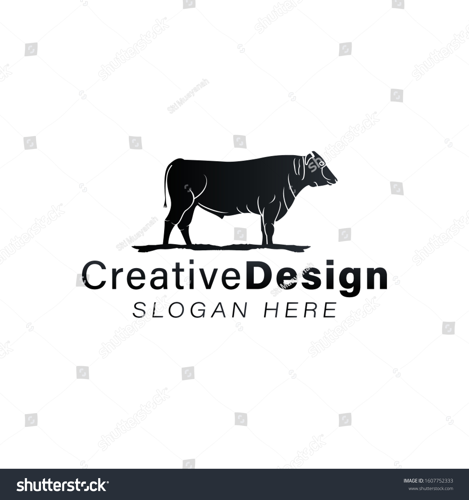 Bull Cow Angus Cattle Logo Ideas Stock Vector (Royalty Free) 1607752333