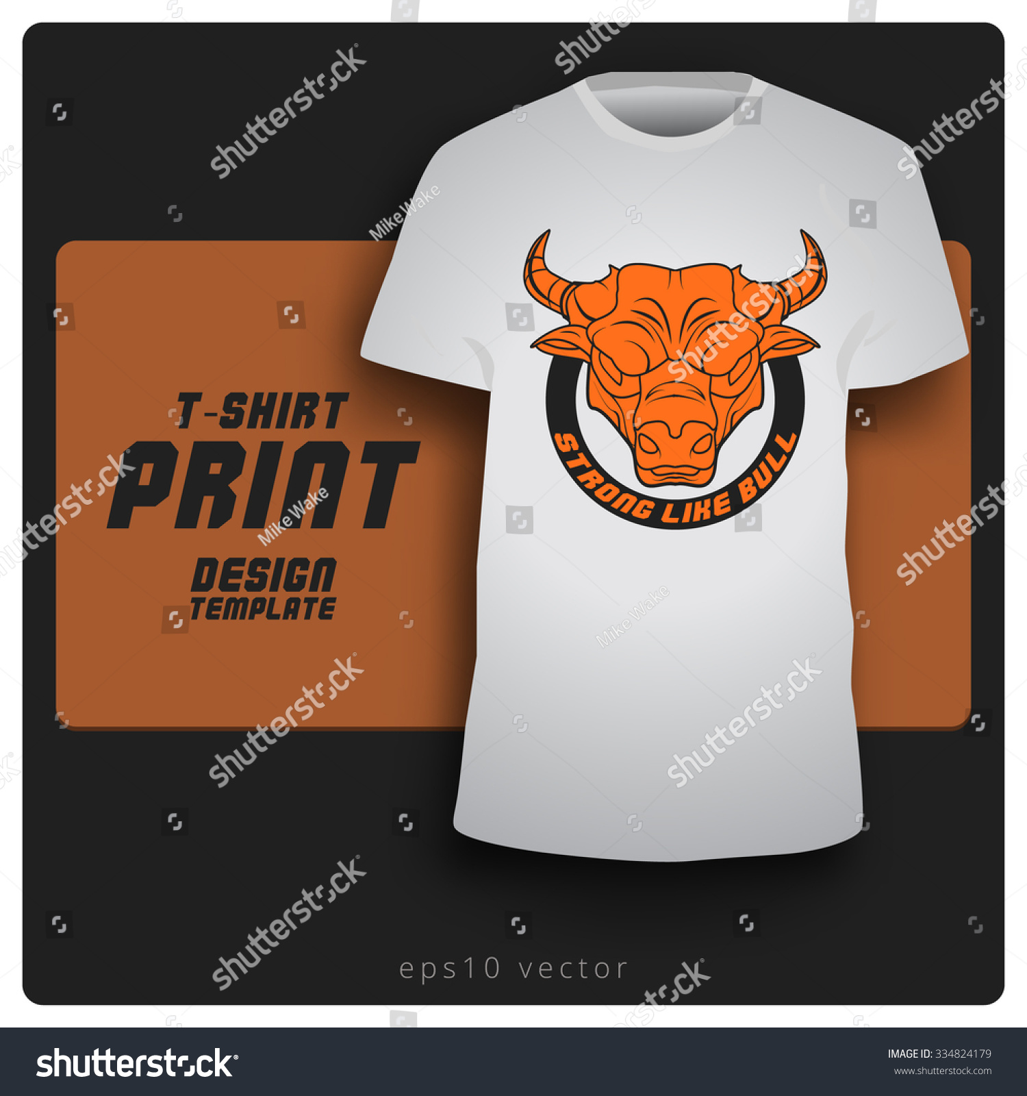 Bull Head Strong Like Bull Typography Stock Vector Royalty Free 334824179