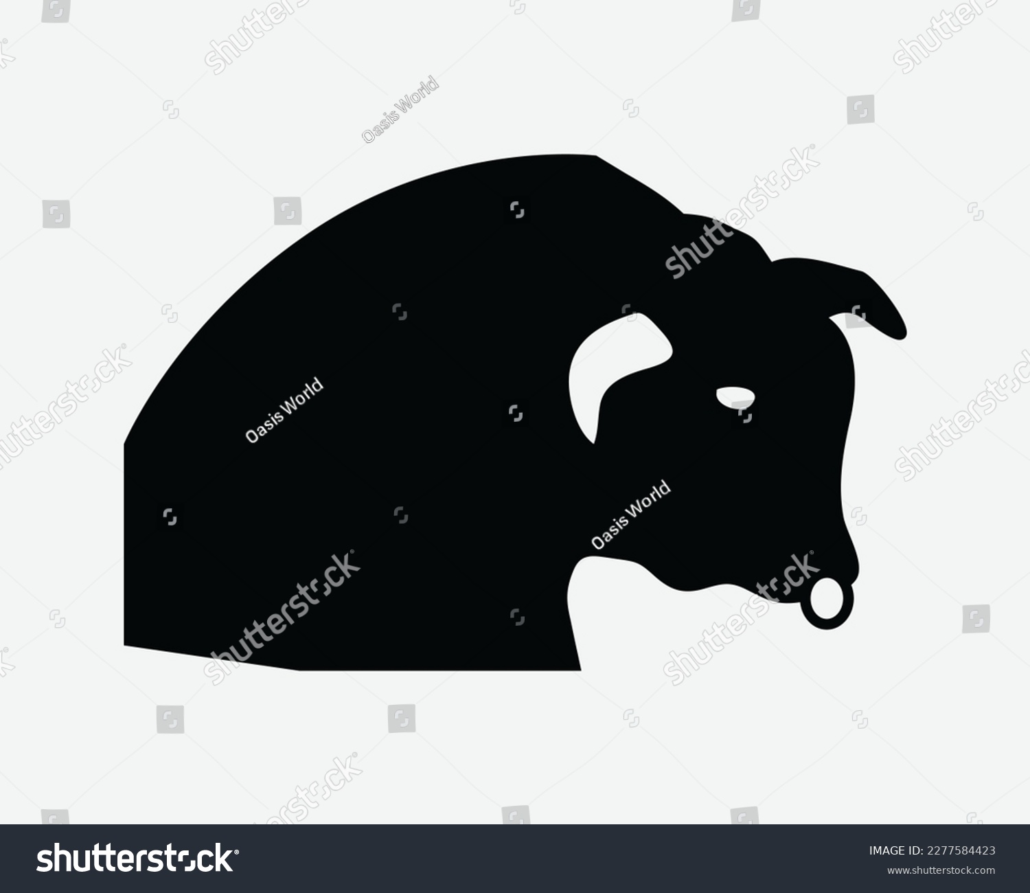 SVG of Bull Icon Ox Cow Head Buffalo Horn Animal Ring Toreador Taurus Black White Silhouette Symbol Sign Graphic Clipart Artwork Illustration Pictogram Vector svg