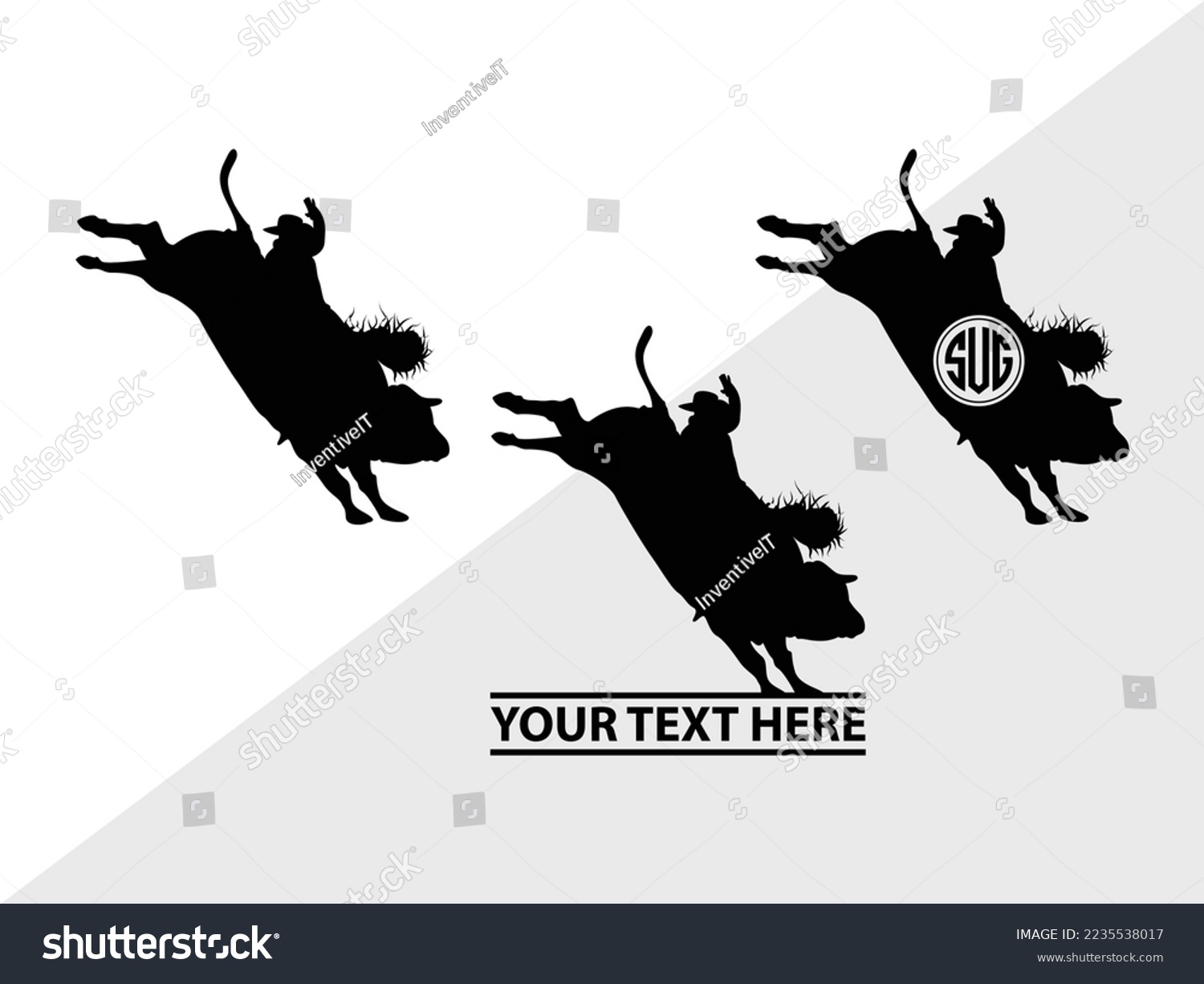 SVG of Bull Rider Monogram Vector Illustration Silhouette svg