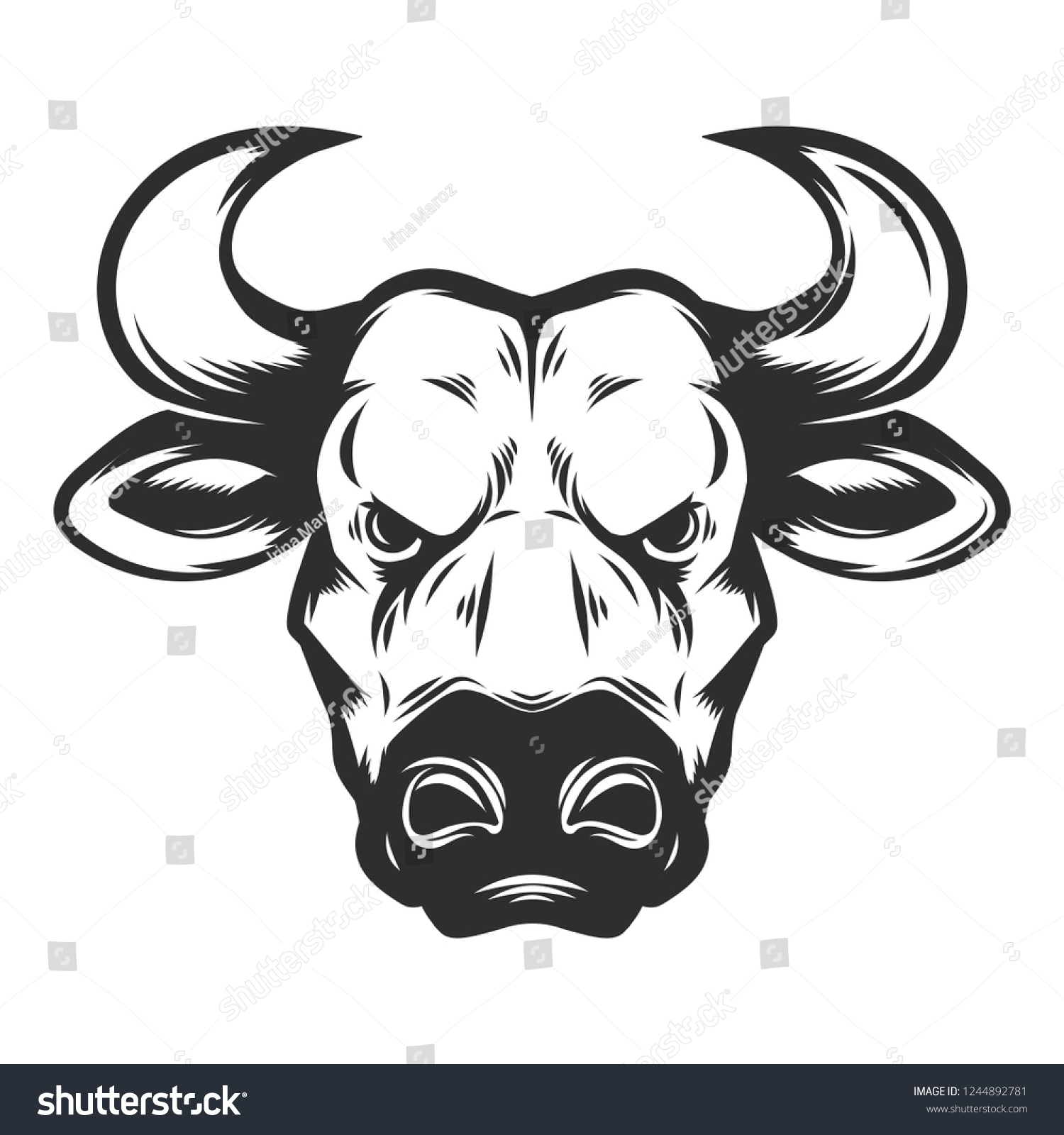 Bulls Head Isolated On White Backgroundvector Stock Vector (Royalty ...