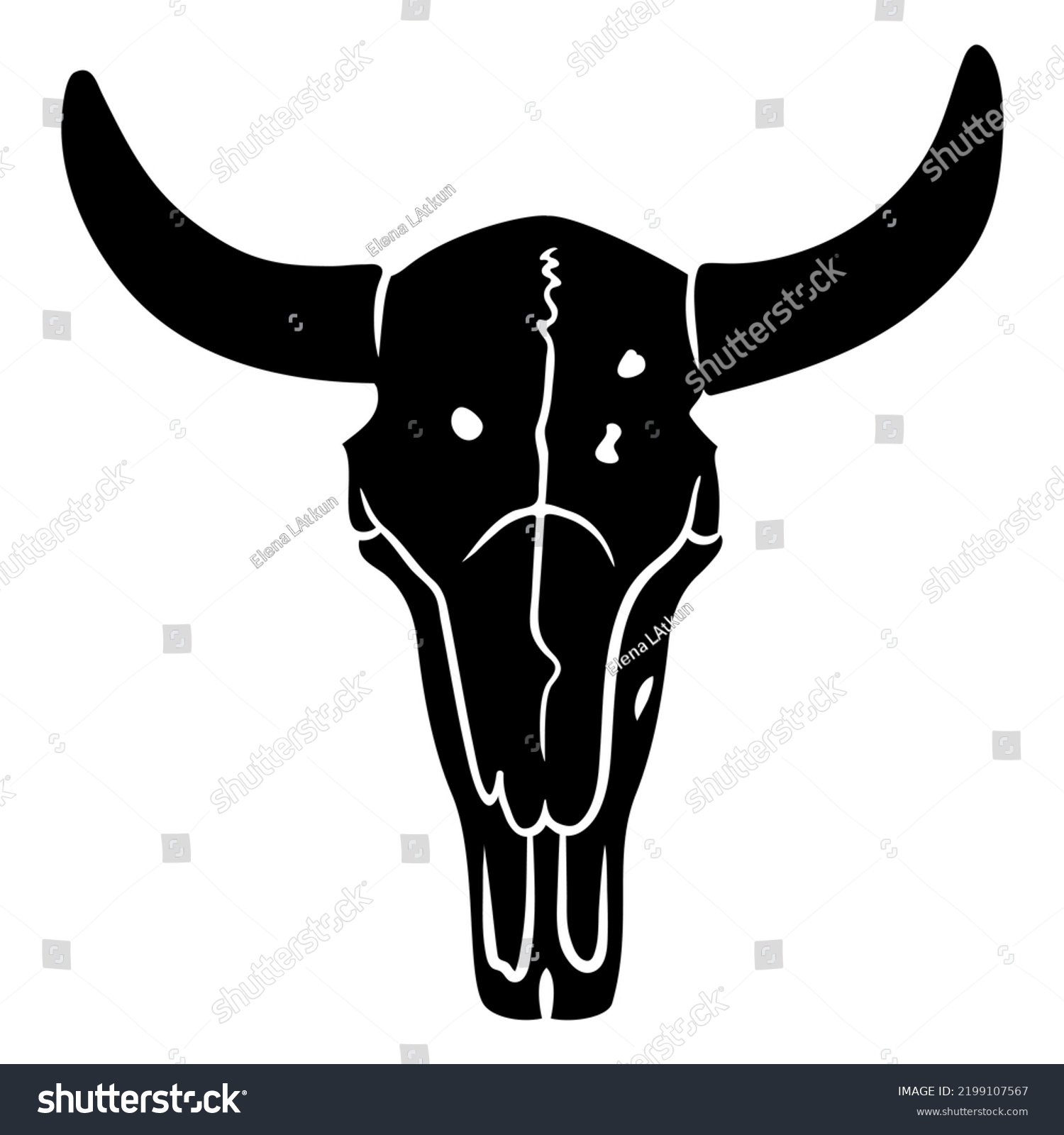 SVG of Bull Skull Cut Out. High quality vector svg