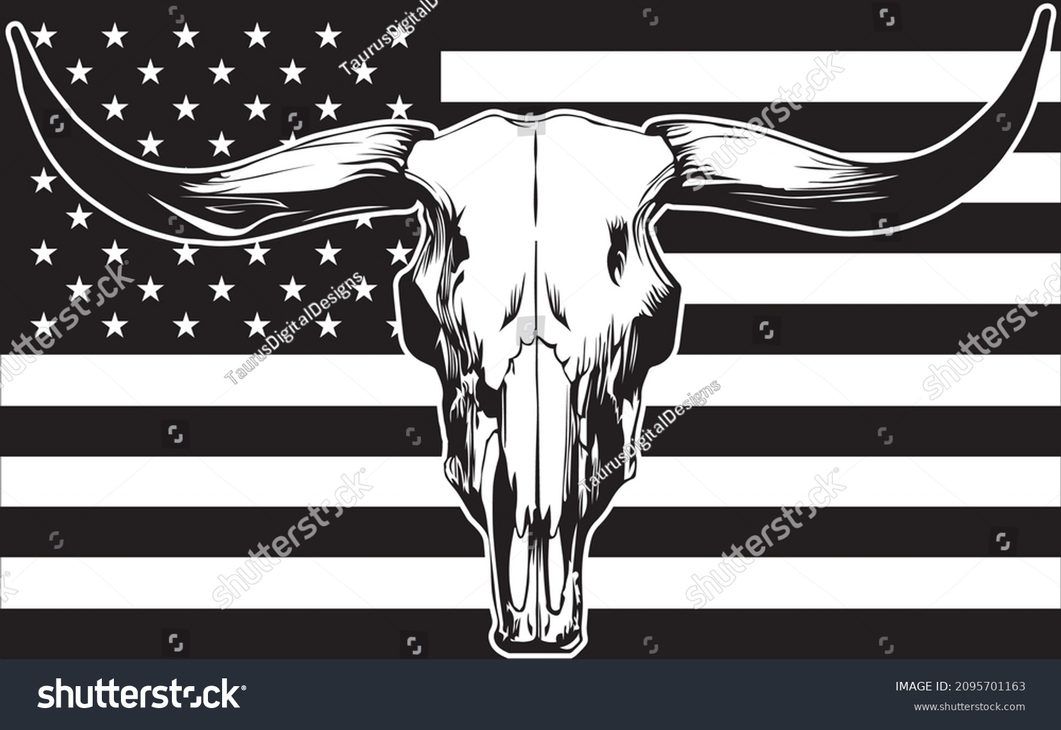 SVG of Bull skull on the US flag SVG design svg