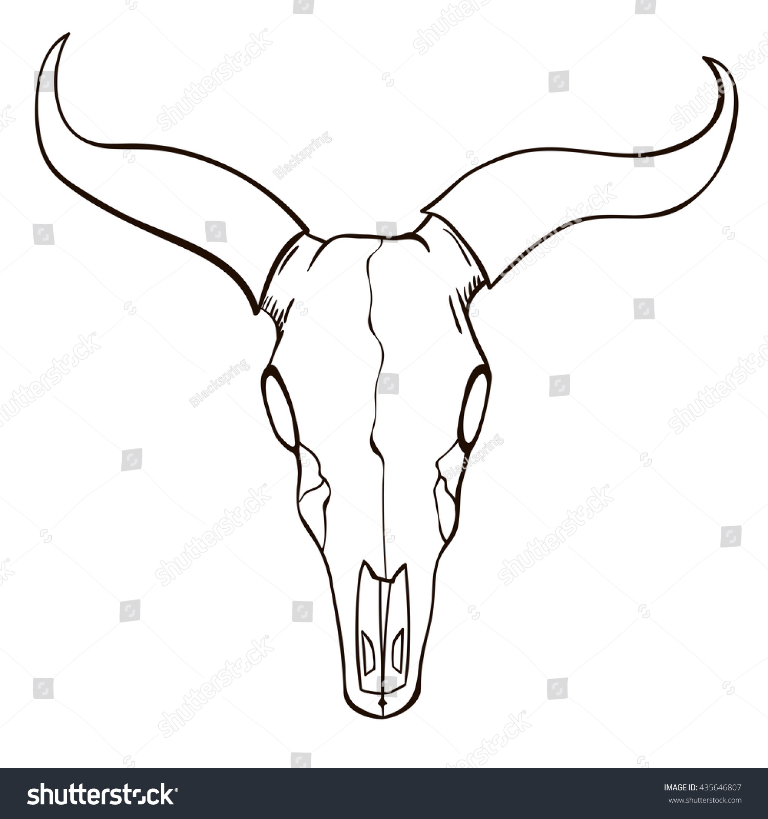 Bull Skull Sketch Stock Vector (Royalty Free) 435646807