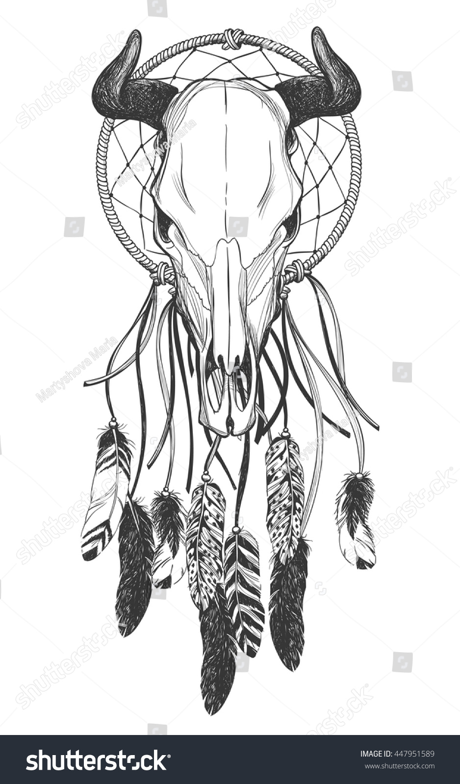 bull skull feathers dreamcatcher native american stock bull skull feathers dreamcatcher native american stock
