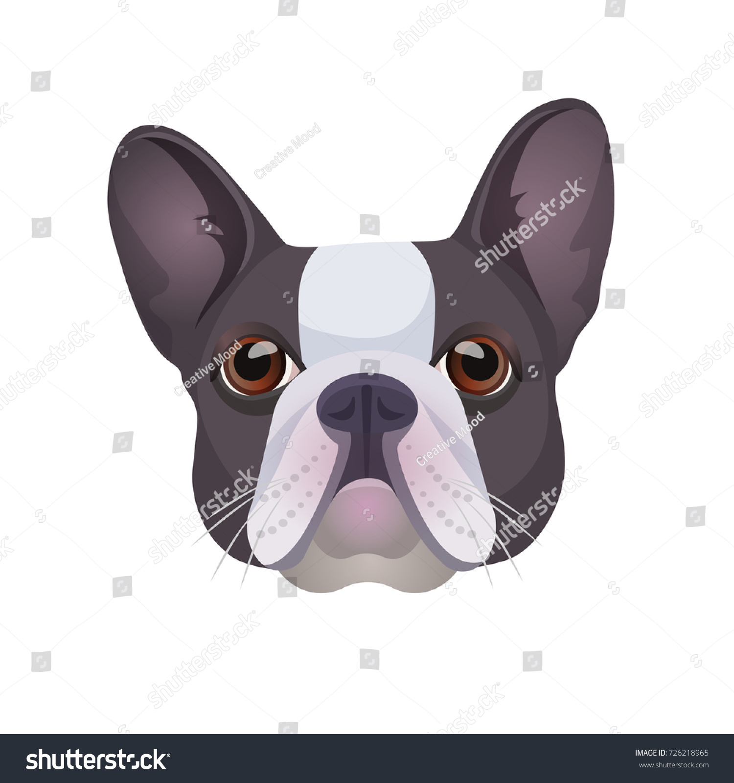 Bulldog Face Colored Grey White Vector Stock Vector (Royalty Free ...