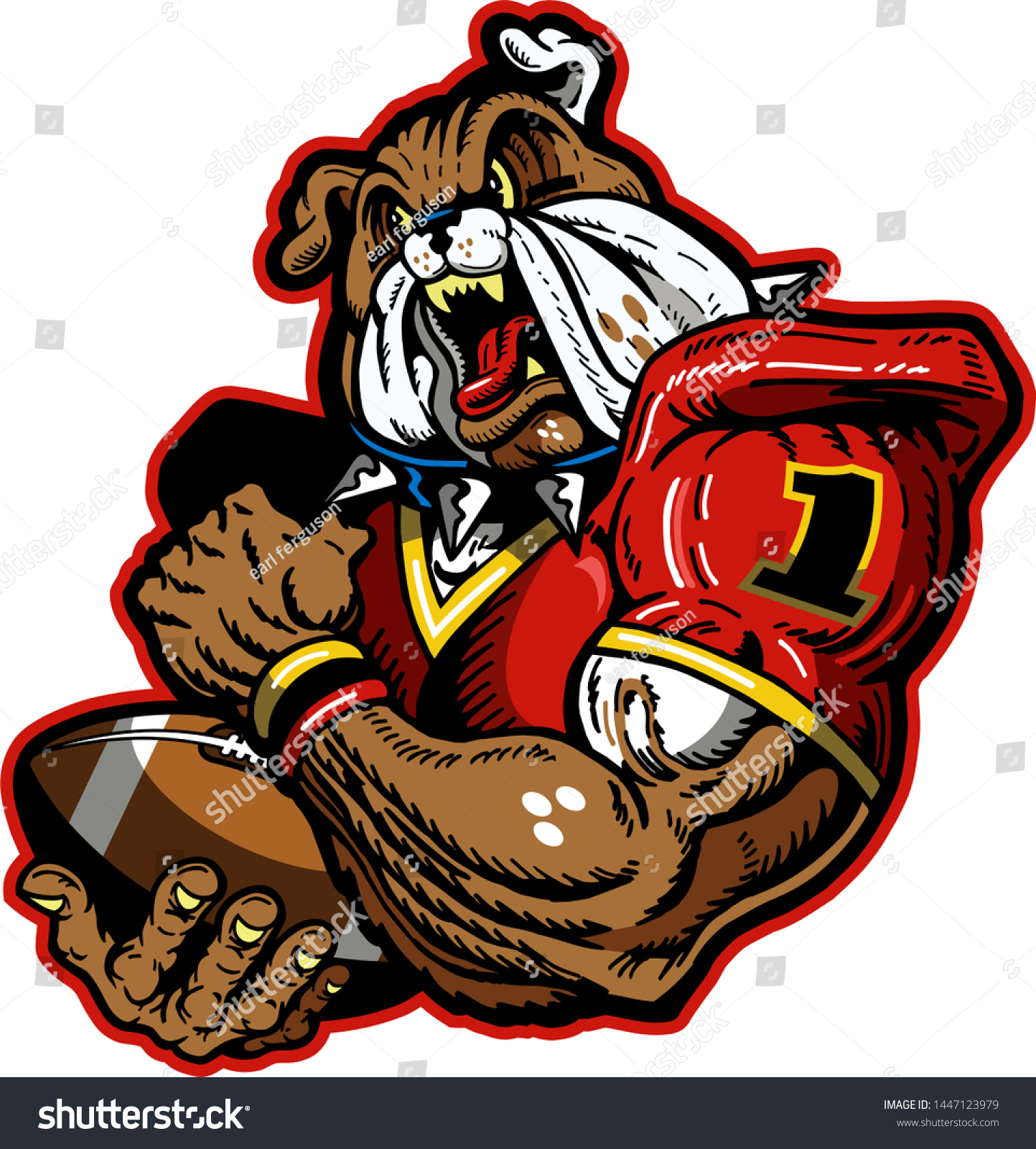 Bulldog Football Player Mascot Holding Ball Stock Vector (Royalty Free ...