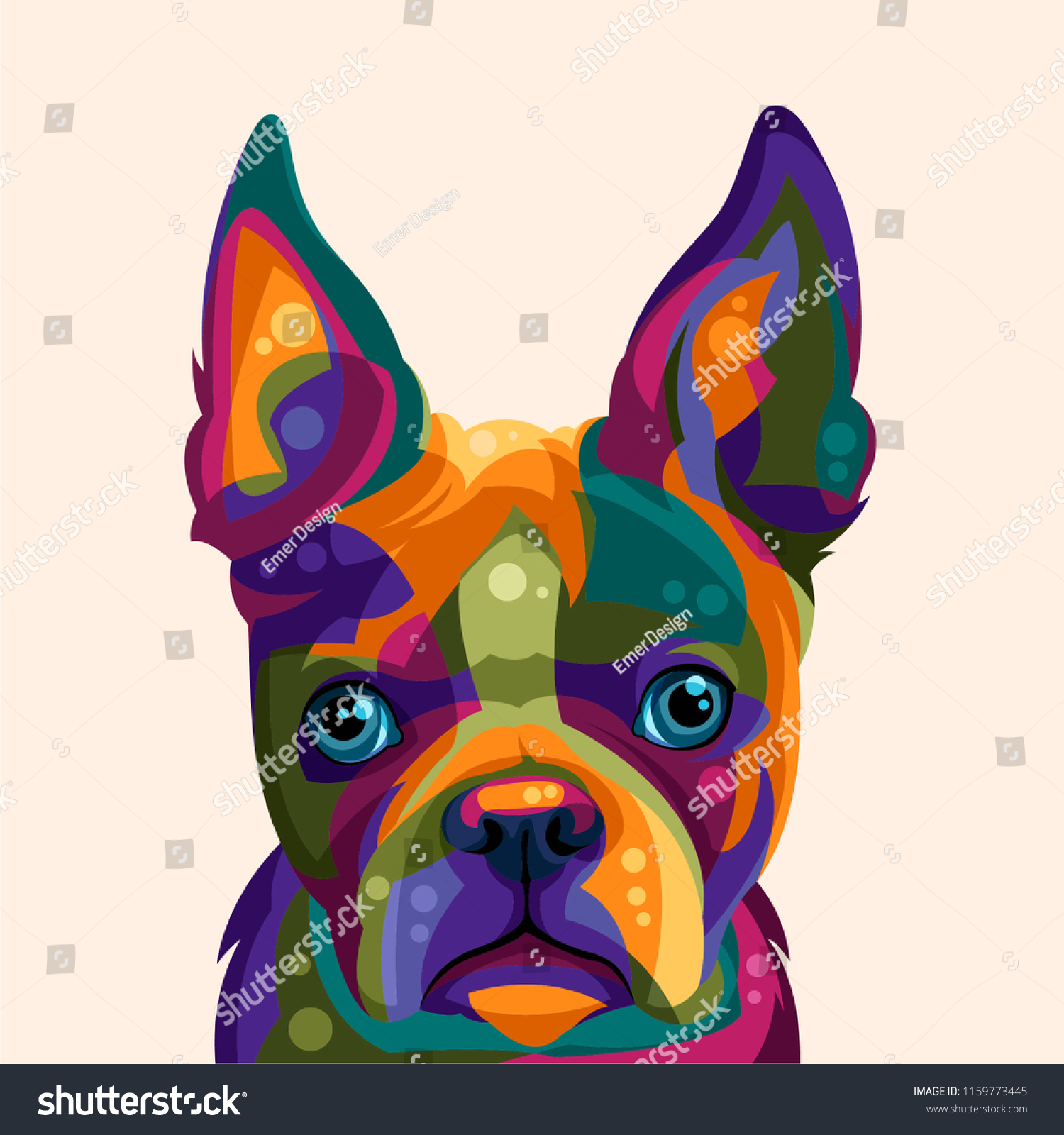 Bulldog Frances Pop Art Vector Illustration Stock Vector Royalty Free 1159773445