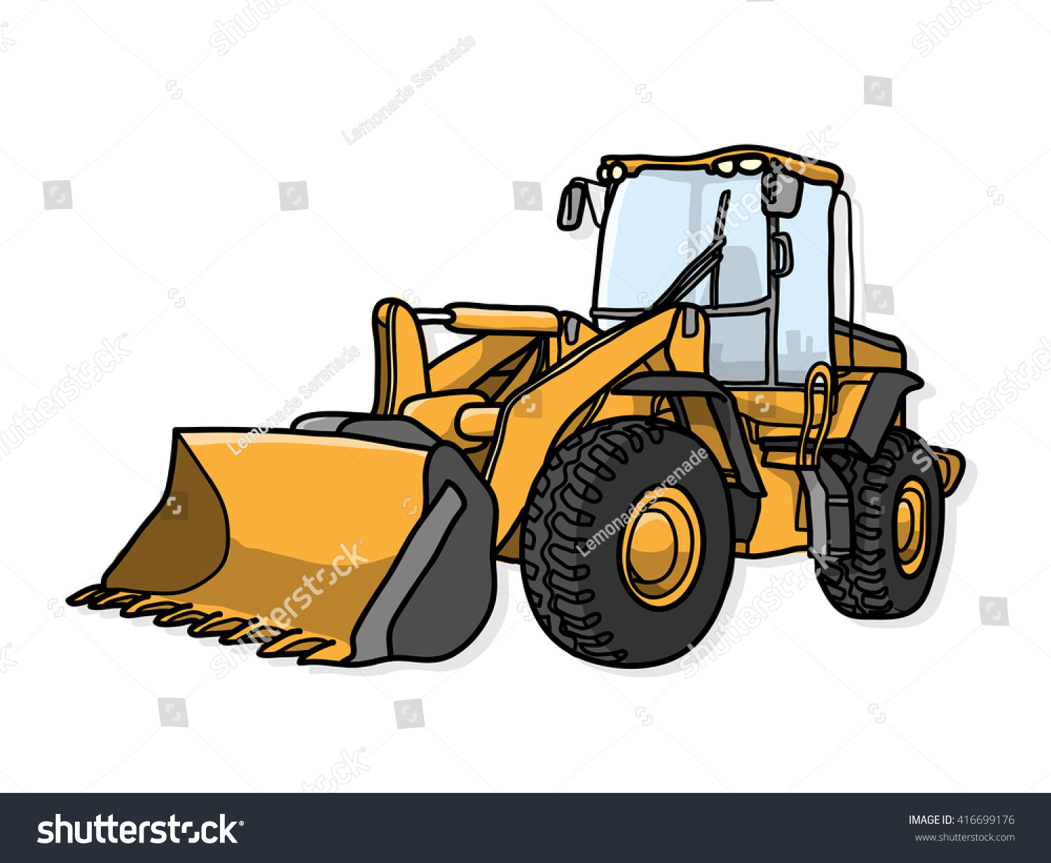 Bulldozer Hand Drawn Vector Illustration Bulldozer Stock Vector