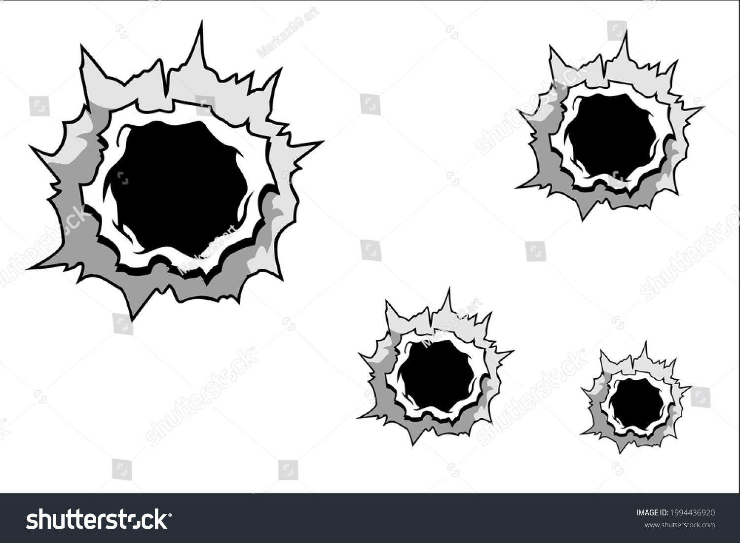 Bullet Hole Effect Design Isolated On Stock Vector (Royalty Free ...