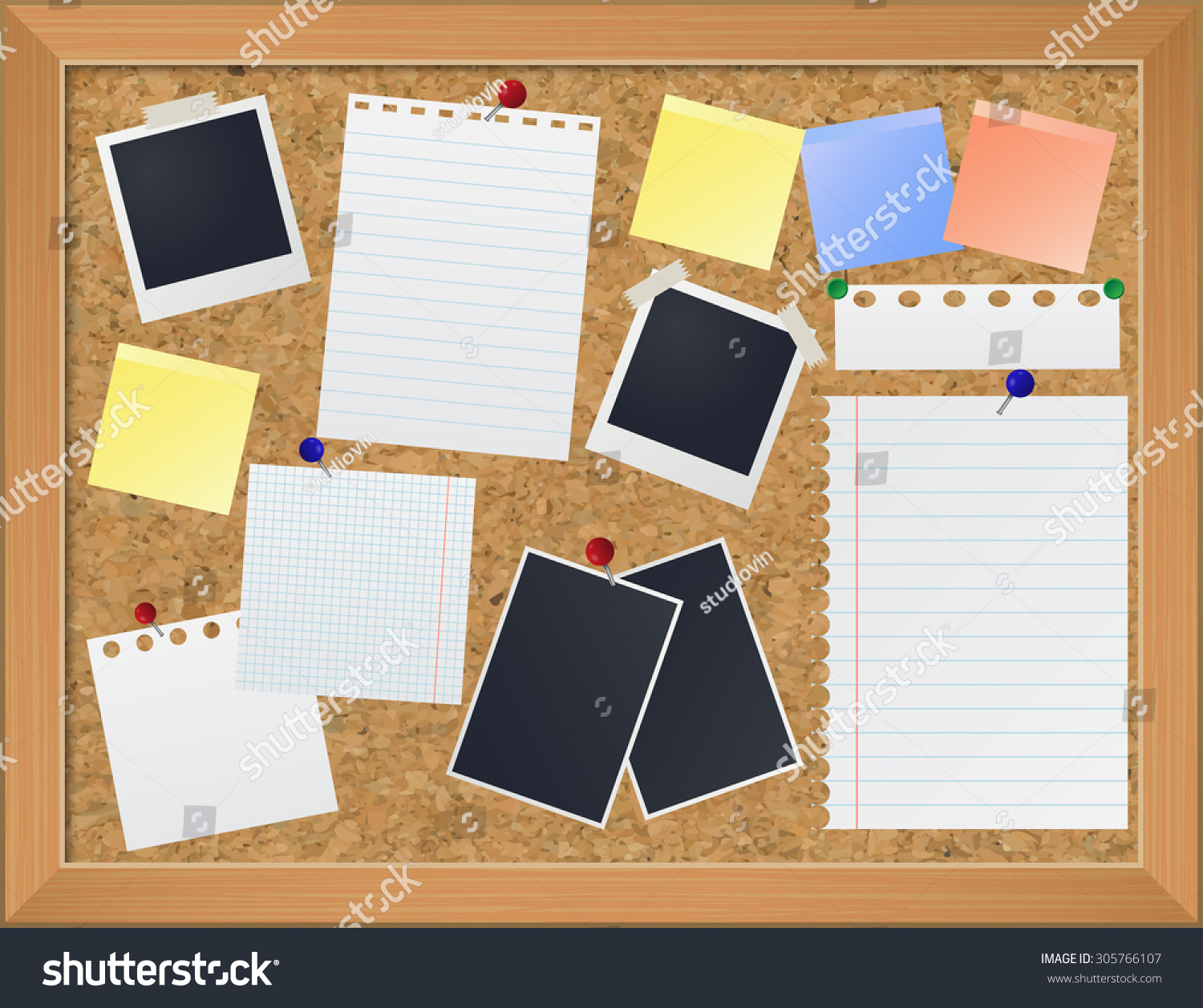 Bulletin Board Photos Paper Notes Vector Stock Vector (Royalty Free ...