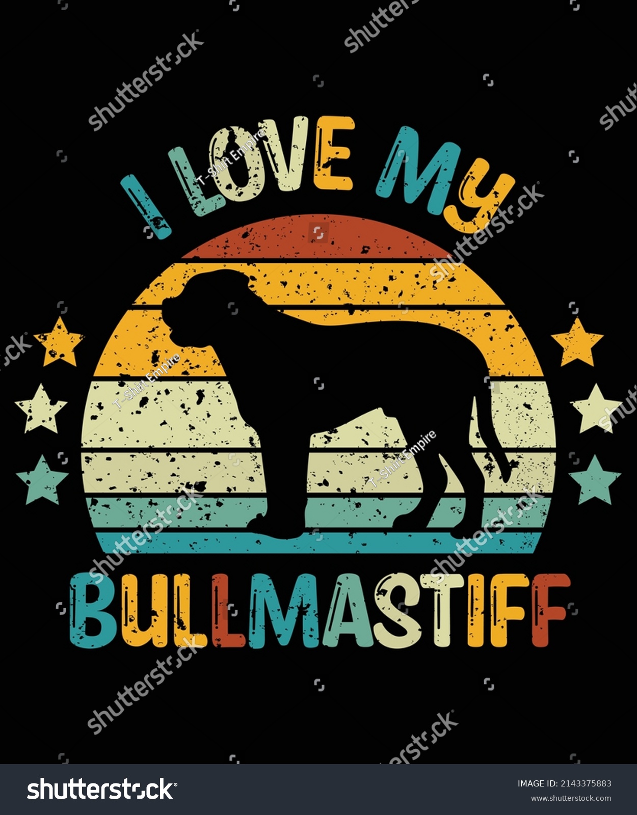SVG of Bullmastiff silhouette vintage and retro t-shirt design svg