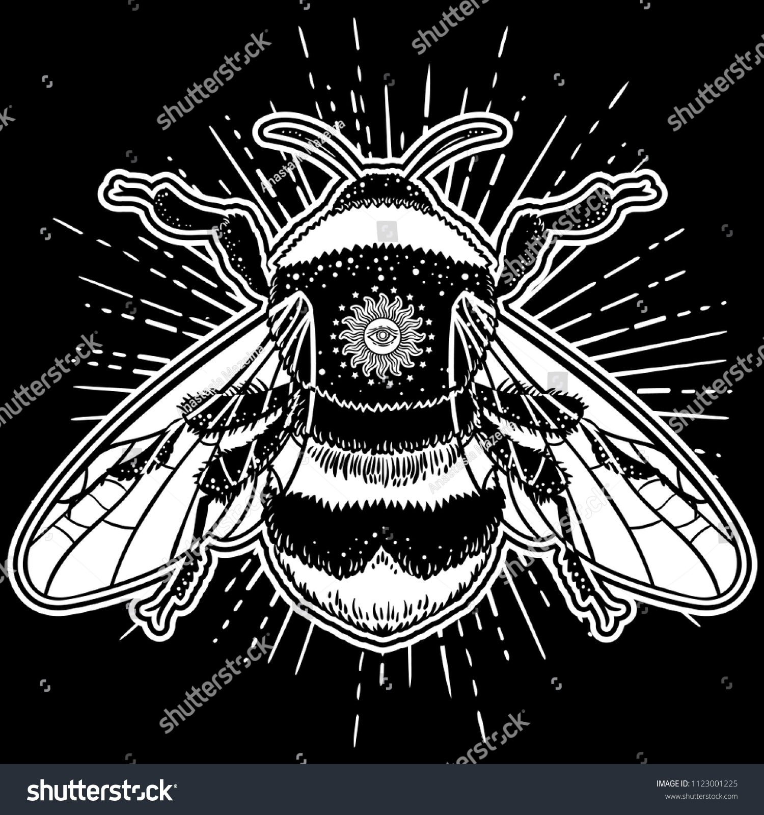 Bumblebee Hand Drawn Vector Illustration Tattoo Stock Vector Royalty