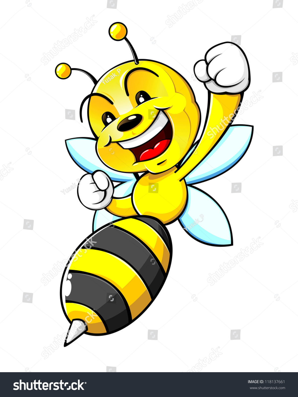 Bumblebee Mascot Cartoon Character Happy Face Stock Vector (Royalty ...