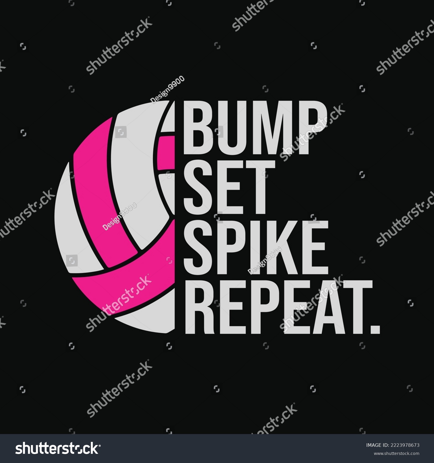 SVG of Bump Set Spike Repeat gift volleyball player coach svg png cricut cut files svg