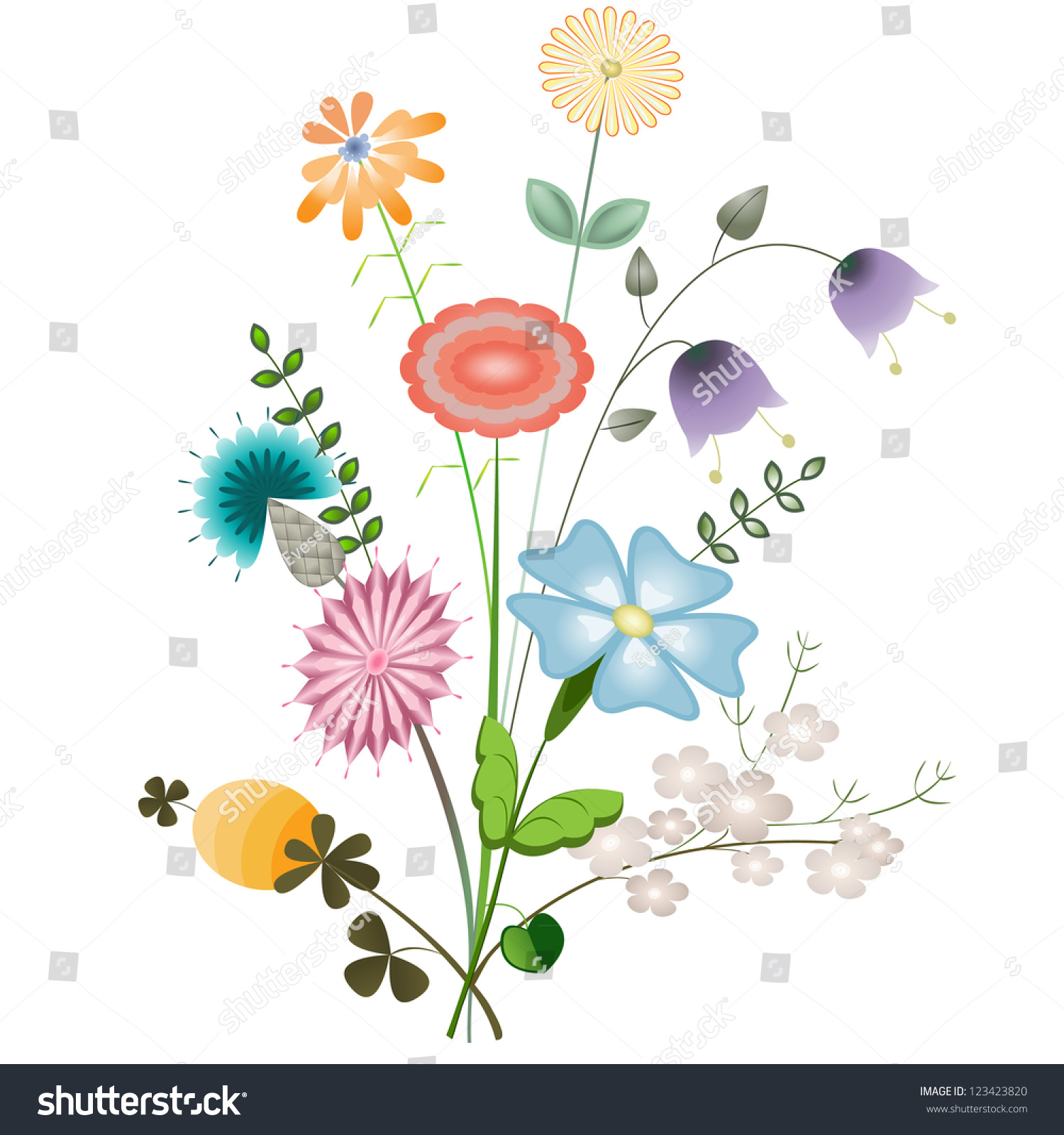 Bunch Flowers Vector Illustration Stock Vector (Royalty Free) 123423820 ...