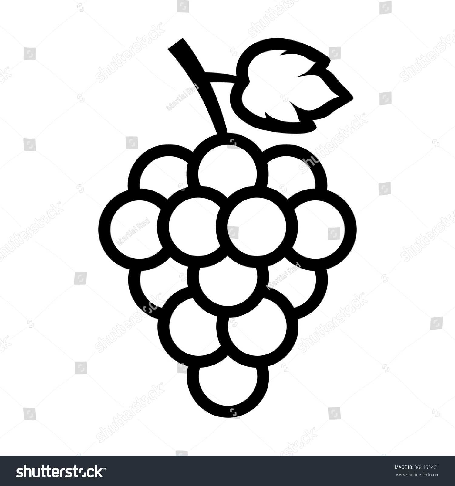 Bunch Grapes Leaf Line Art Vector Stock Vector (Royalty Free) 364452401