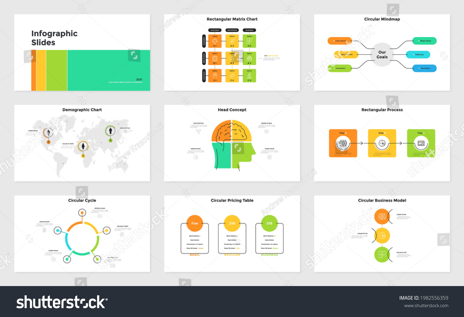 Bundle Infographic Presentation Slides Demographic Chart Stock Vector ...