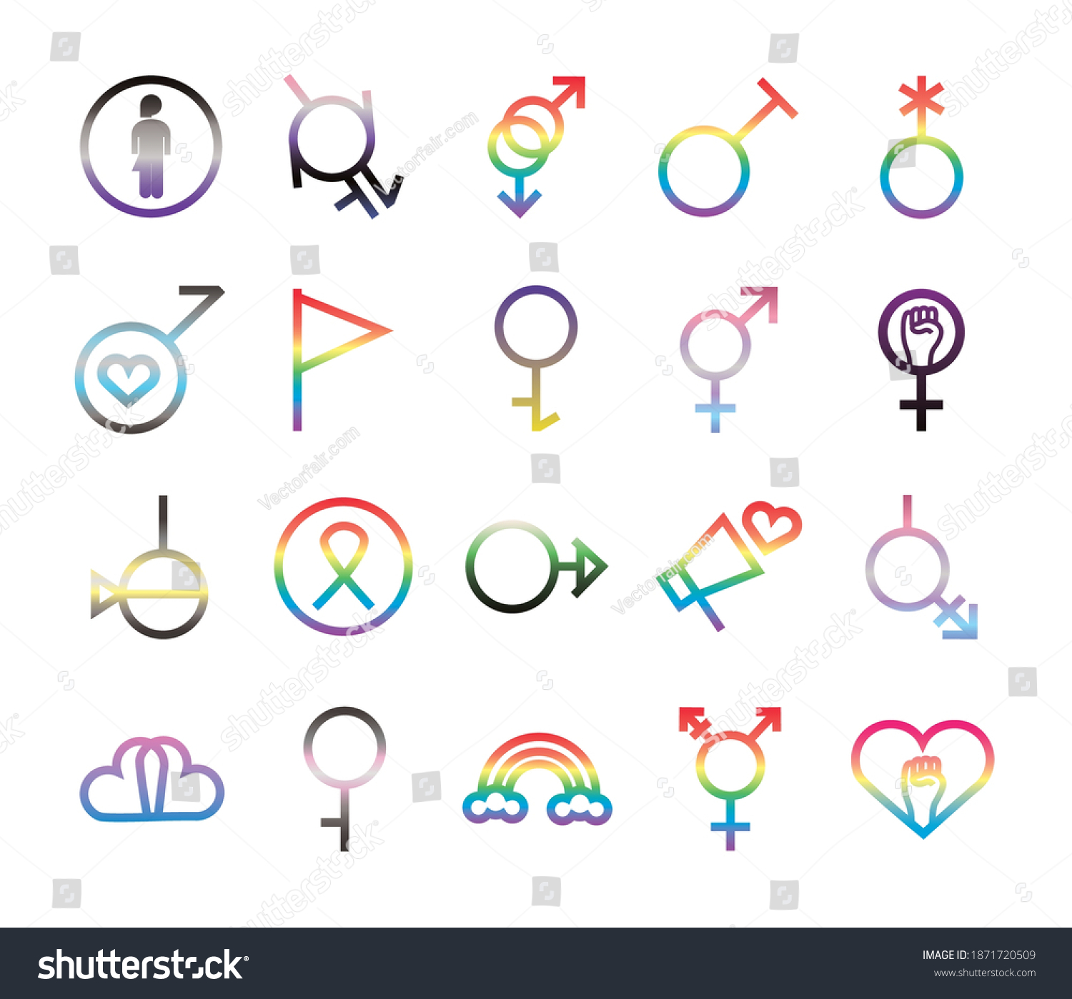 Bundle Twenty Gender Symbols Sexual Orientation Stock Vector Royalty Free 1871720509 