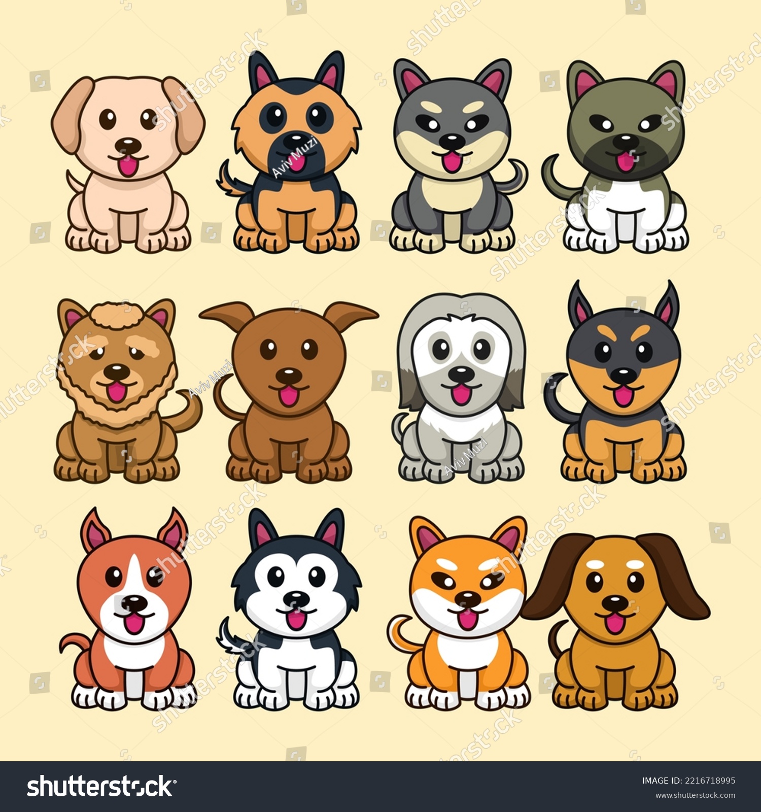 SVG of Bundle vector illustration of various kinds of cute dogs svg