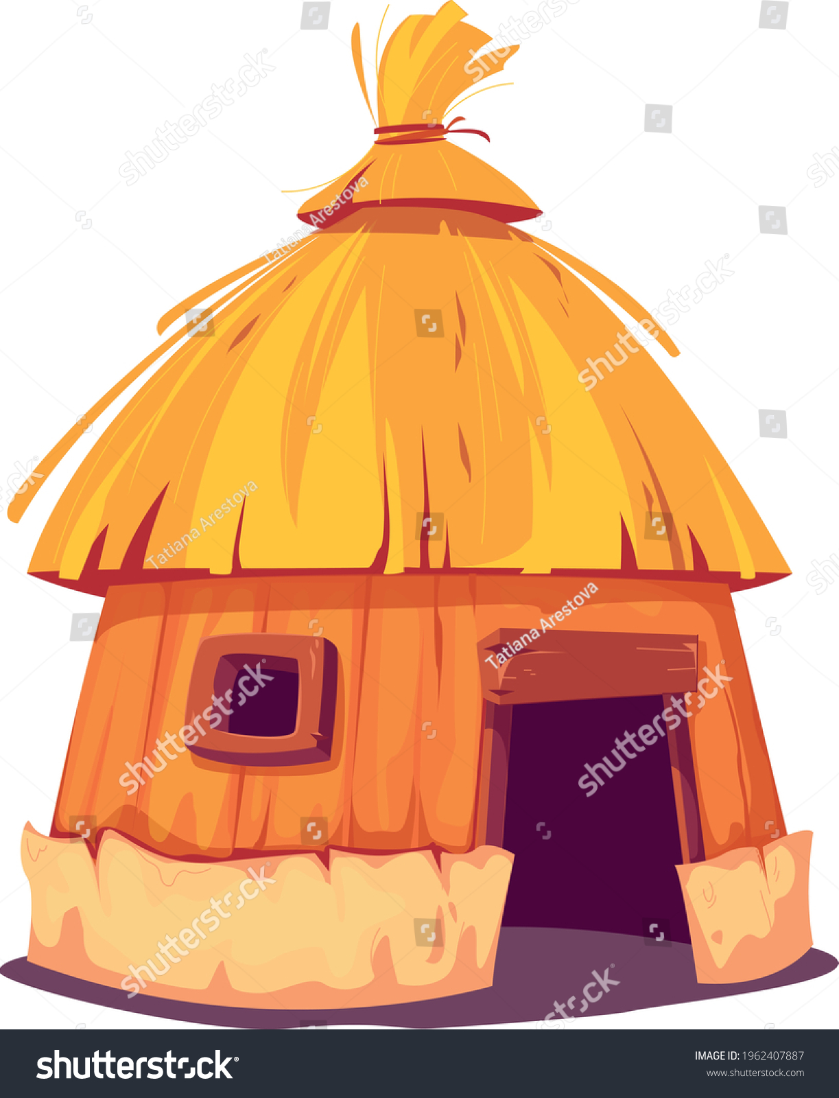 Bungalow Thatched Roof Fun Hut Traditional Stock Vector (Royalty Free ...