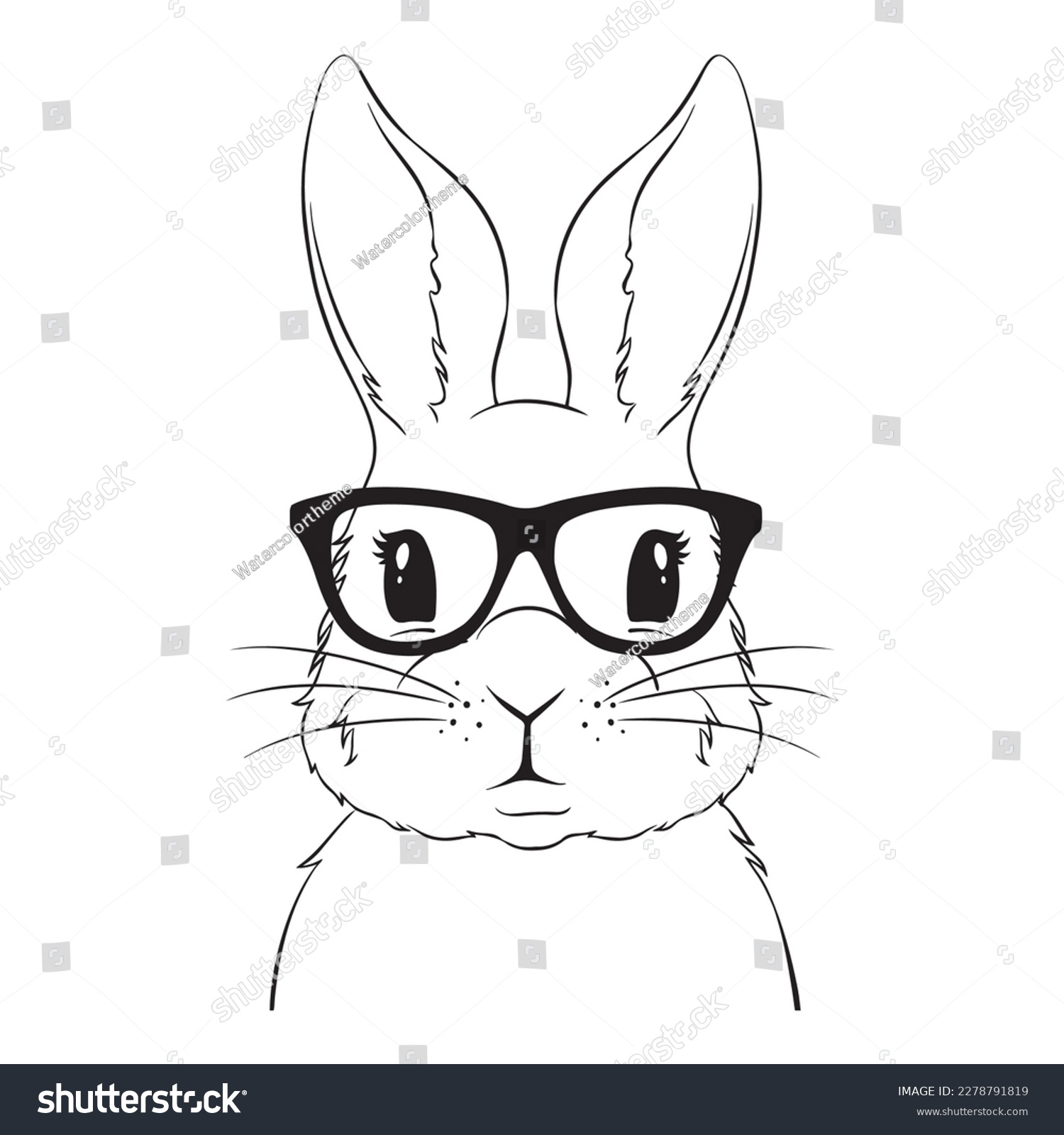 SVG of Bunny Glasses SVG Cut File,Easter SVG,Easter Bunny svg,Rabbit svg Cut File,Happy Easter SVG,Bunny Face svg,Cute Rabbit,Rabbit Lineart svg