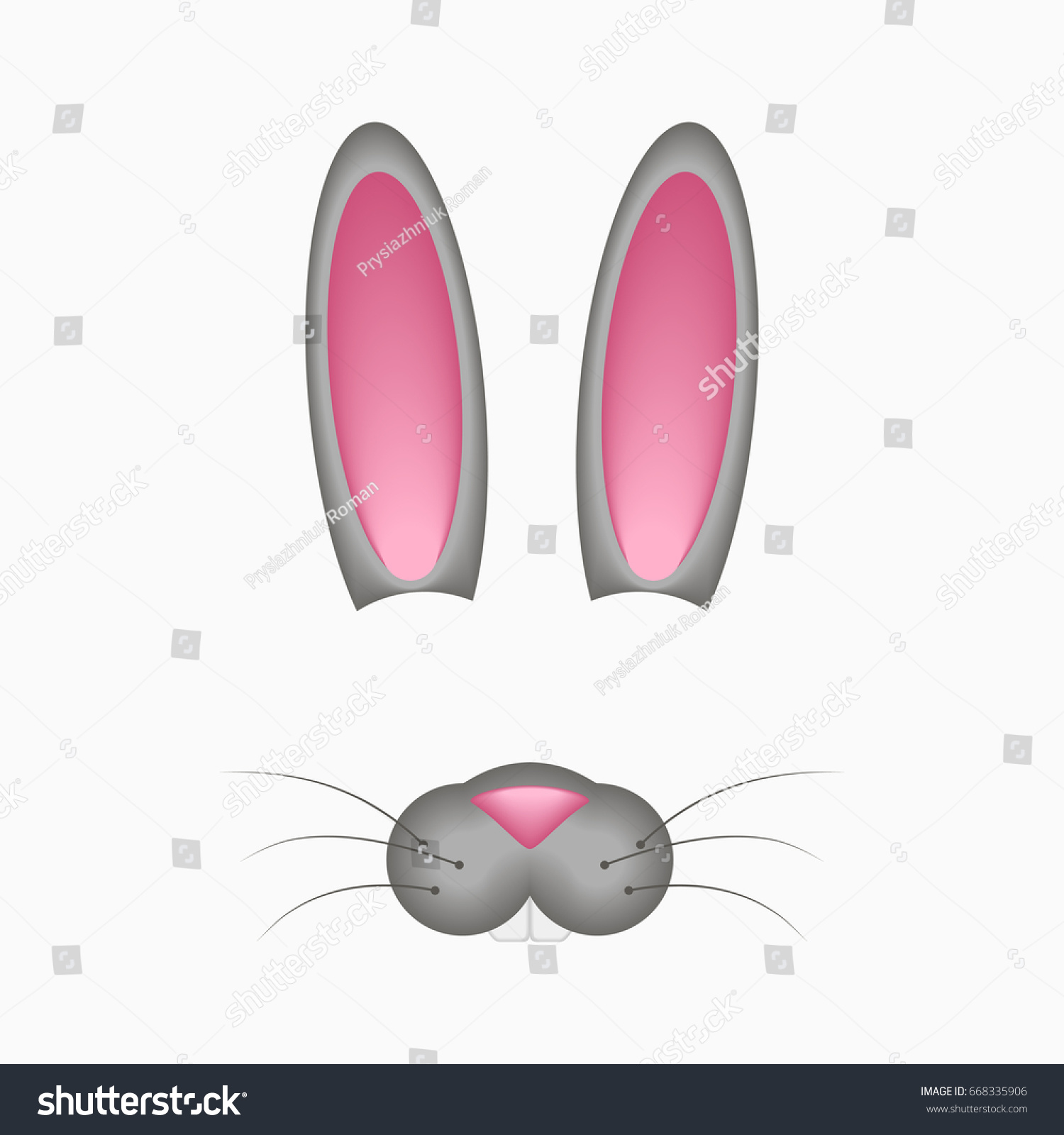 Download Bunny Hare Face Elements Ears Nose Stock Vector 668335906 ...