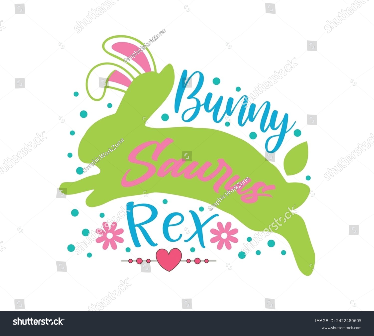 SVG of Bunny Saugus Rex Typography Lettering T-shirt Design, Bunny Shirt, Easter Typography T-shirt, Easter Hunting Squad, Design For Kids, Cut File For Cricut And Silhouette svg
