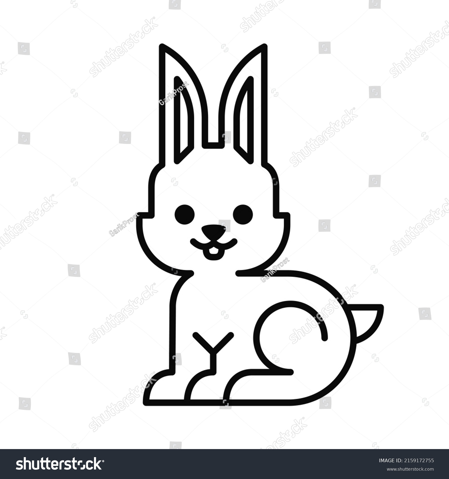 Bunny Sitting Line Style Editable Stroke Stock Vector (Royalty Free ...