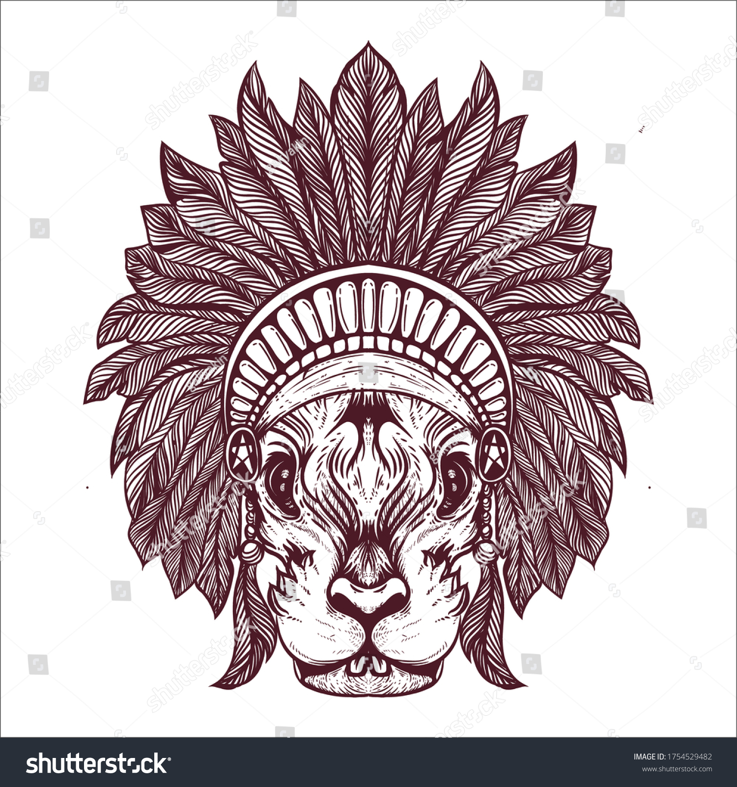 Bunny Native Hat Artwork Tattoo Illustration Stock Vector (Royalty Free ...