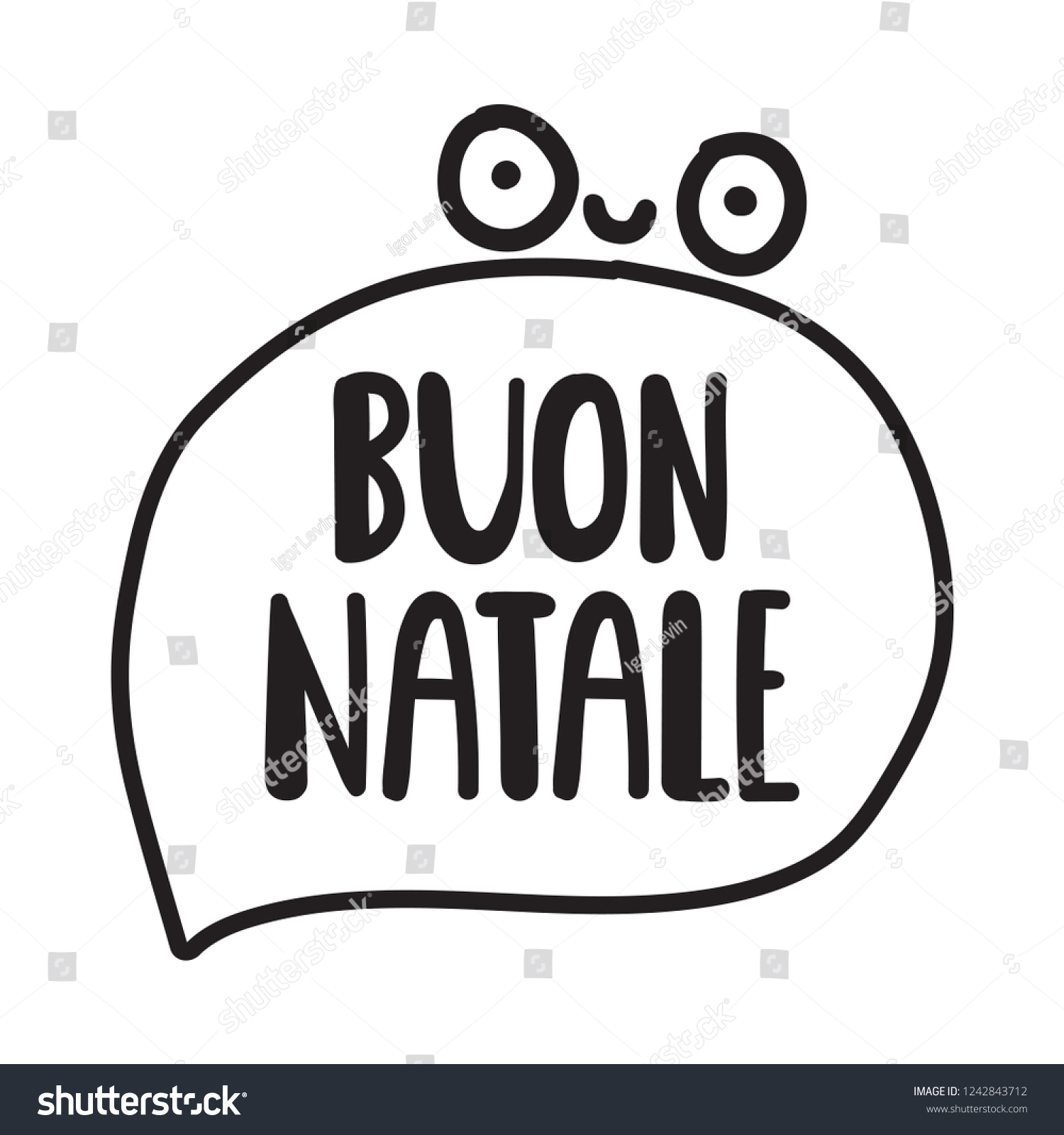 Stickers Natale.Buon Natale Merry Christmas Italian Vector Stock Vector Royalty Free 1242843712