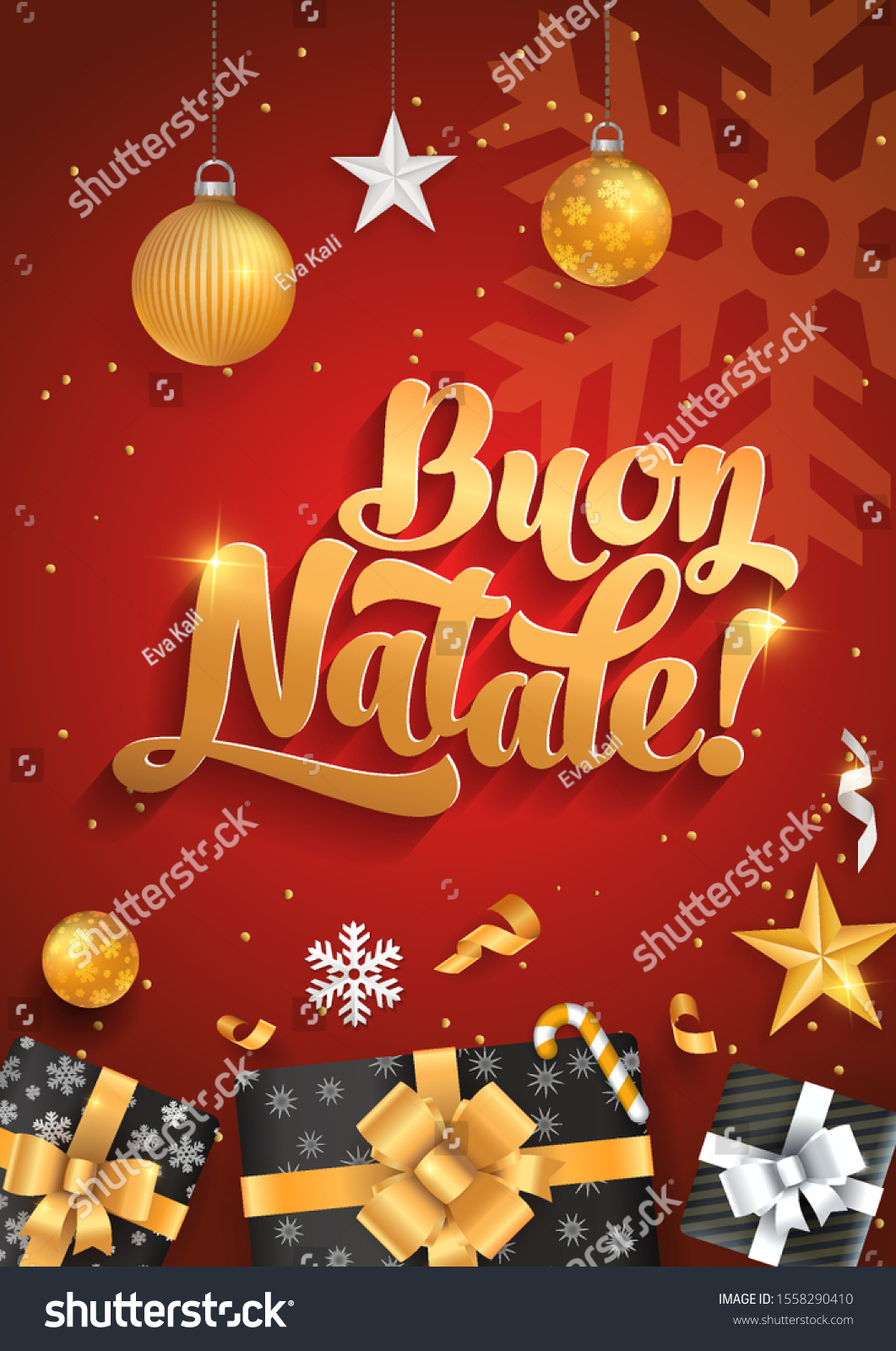 Buon Natale Merry Christmas Italian Language Stock Vector Royalty Free 1558290410