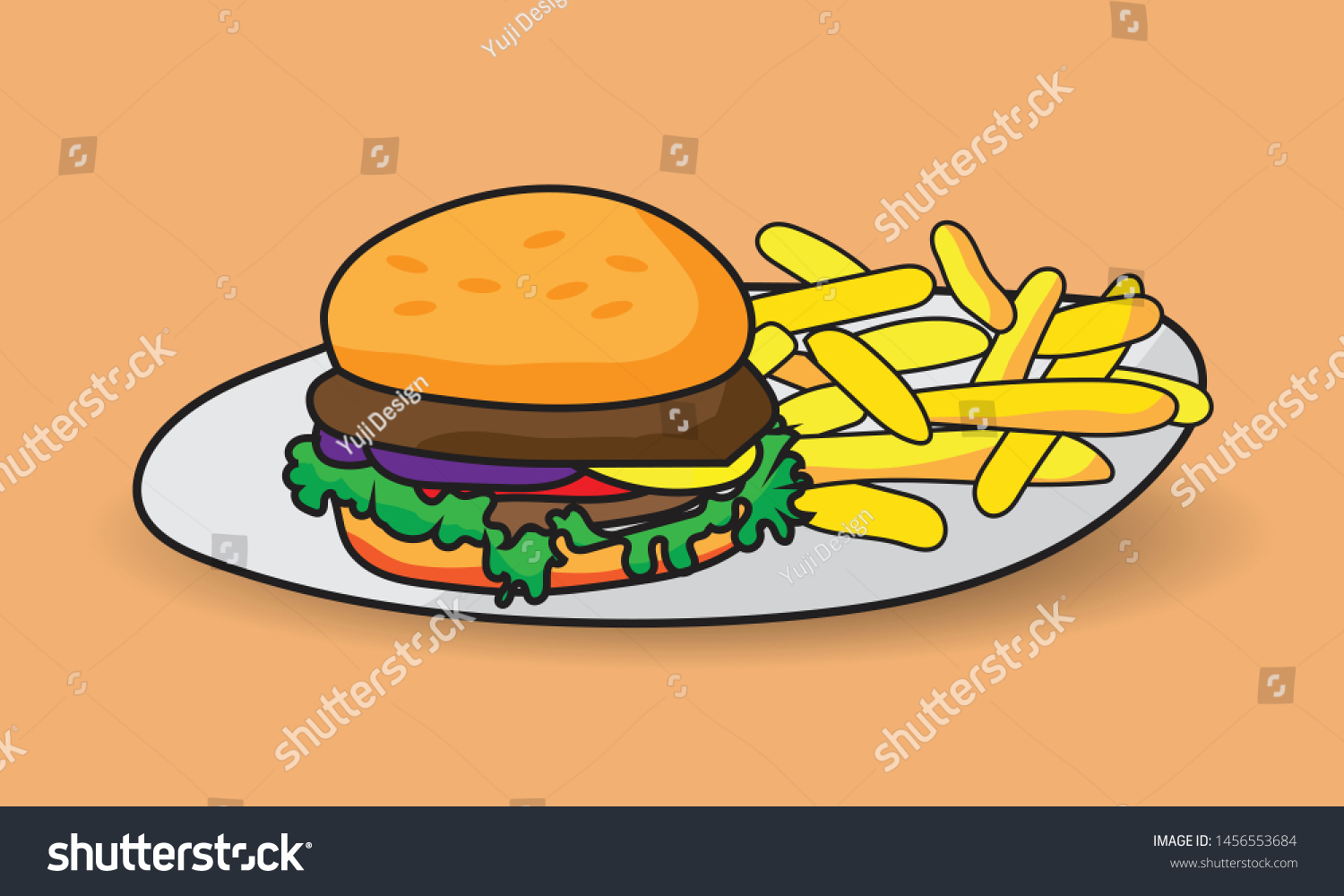 Burger Fries Cartoon Illustration Stock Vector (royalty Free 