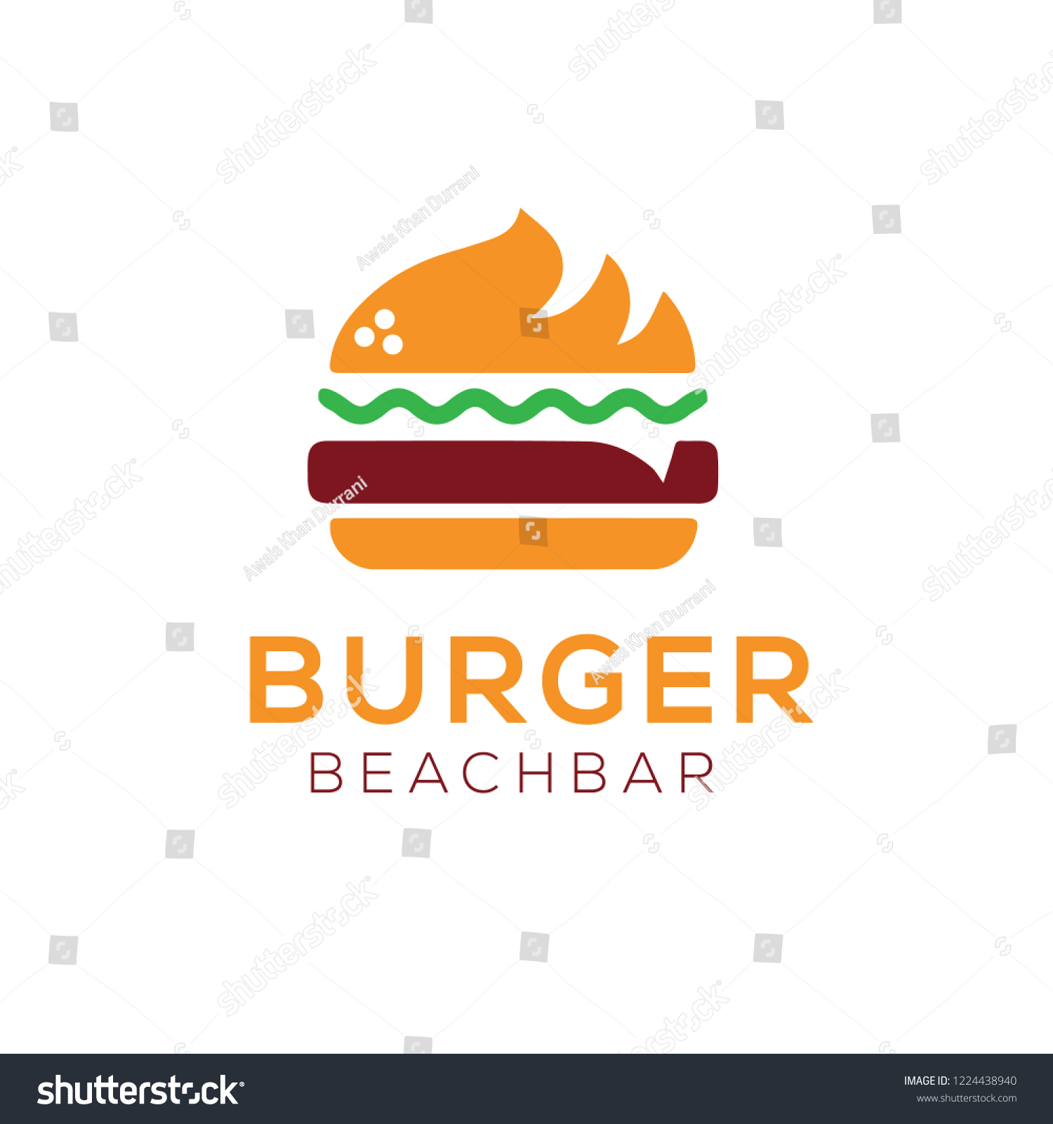 Burger Beach Bar Logo Stock Vector (Royalty Free) 1224438940