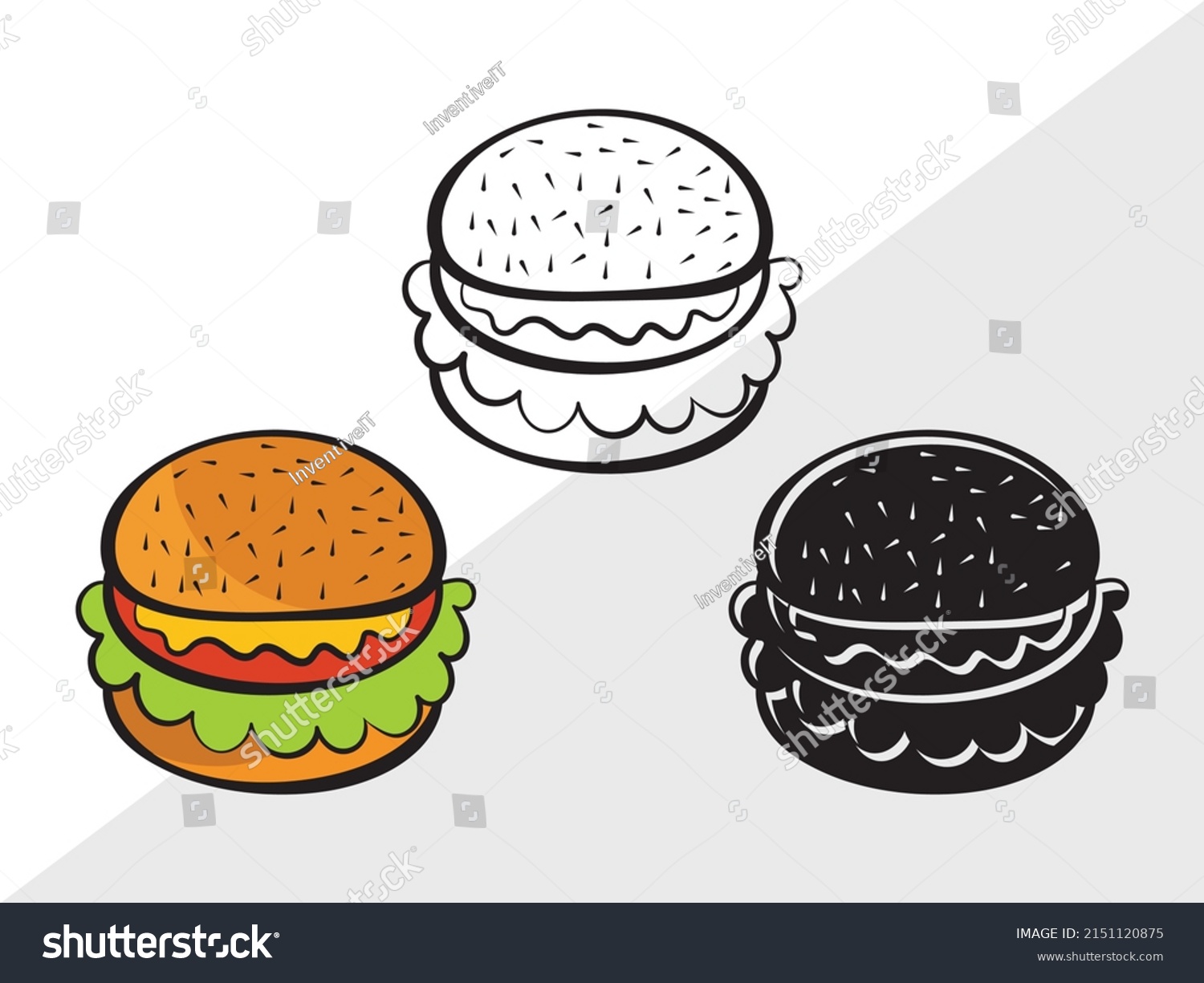 Burger Clipart Printable Vector Illustration Stock Vector (Royalty Free ...