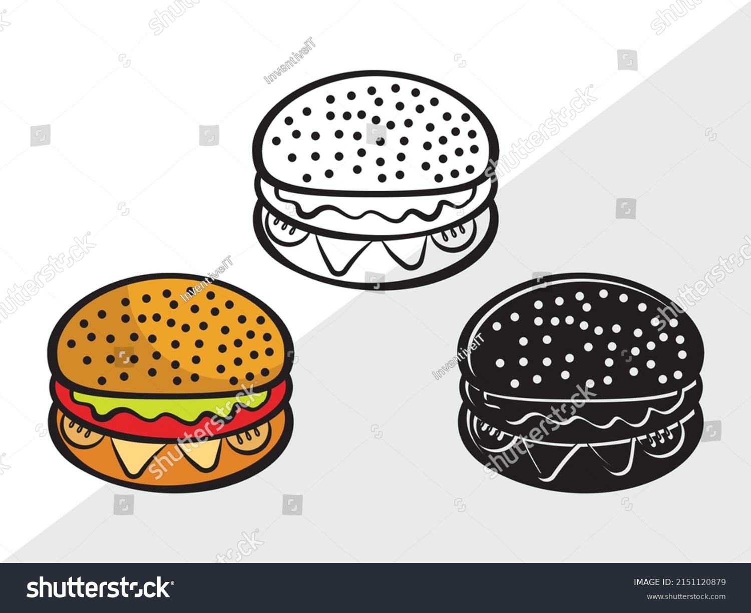 Burger Clipart Printable Vector Illustration Stock Vector (Royalty Free ...