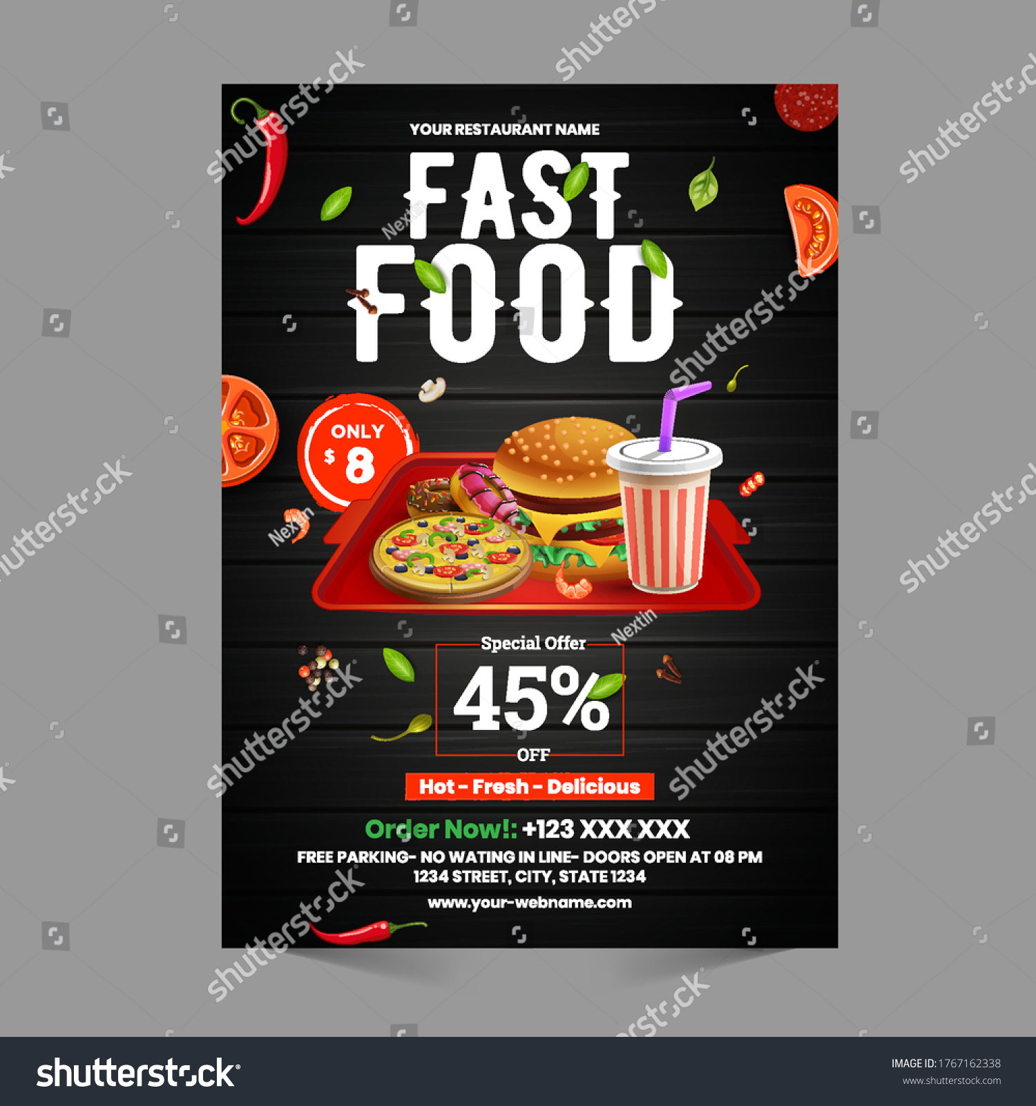 Burger Fast Food Flyer Poster Pamphlet Stock Vector (Royalty Free ...