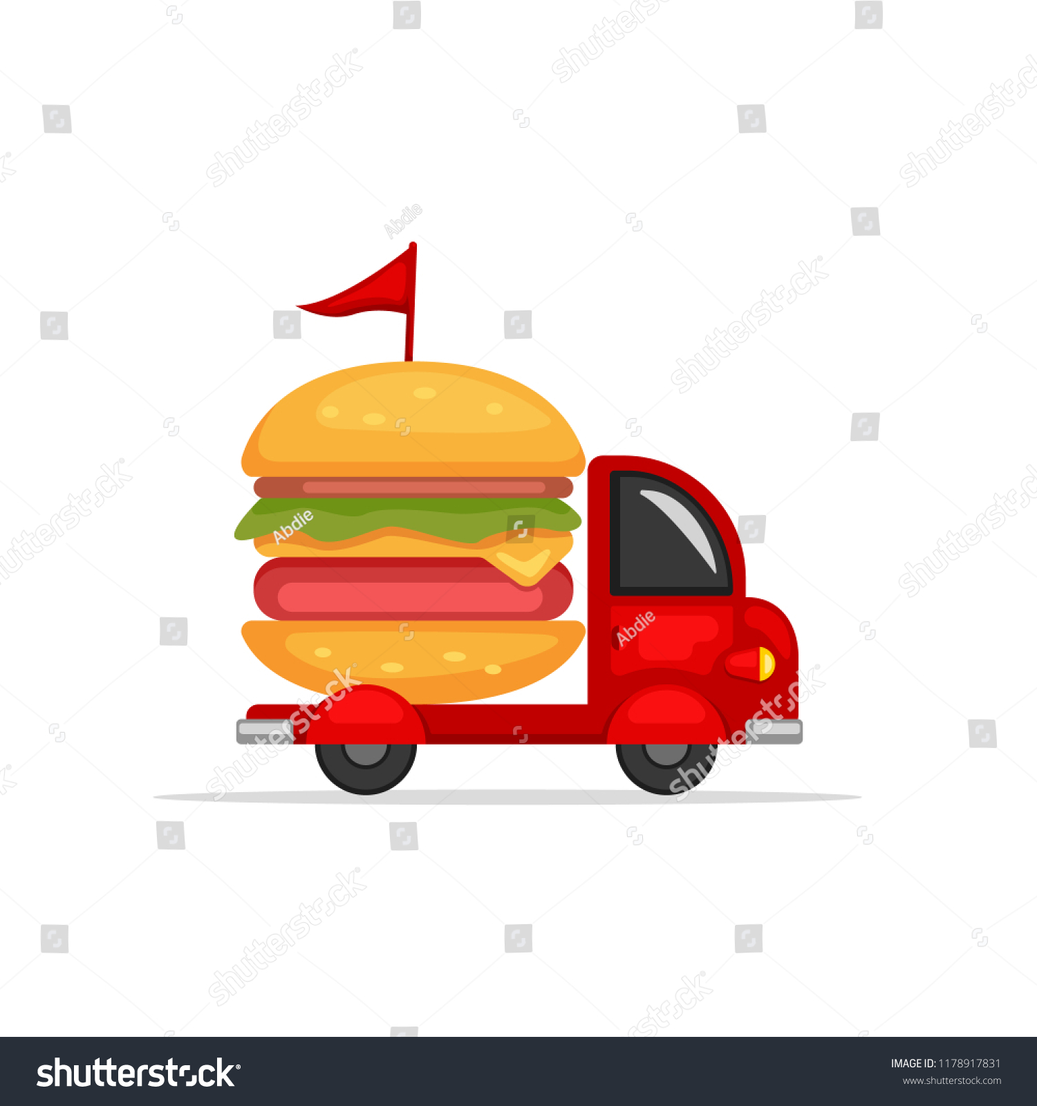 Burger Food Truck Logo Mascot Vector Stock Vector Royalty Free