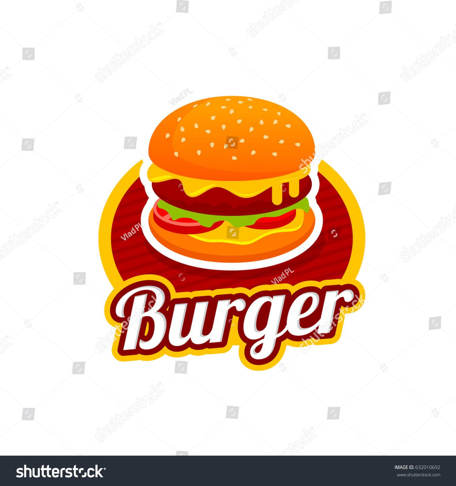 Burger Logo Template Fast Food Menu Stock Vector 632010692 - Shutterstock