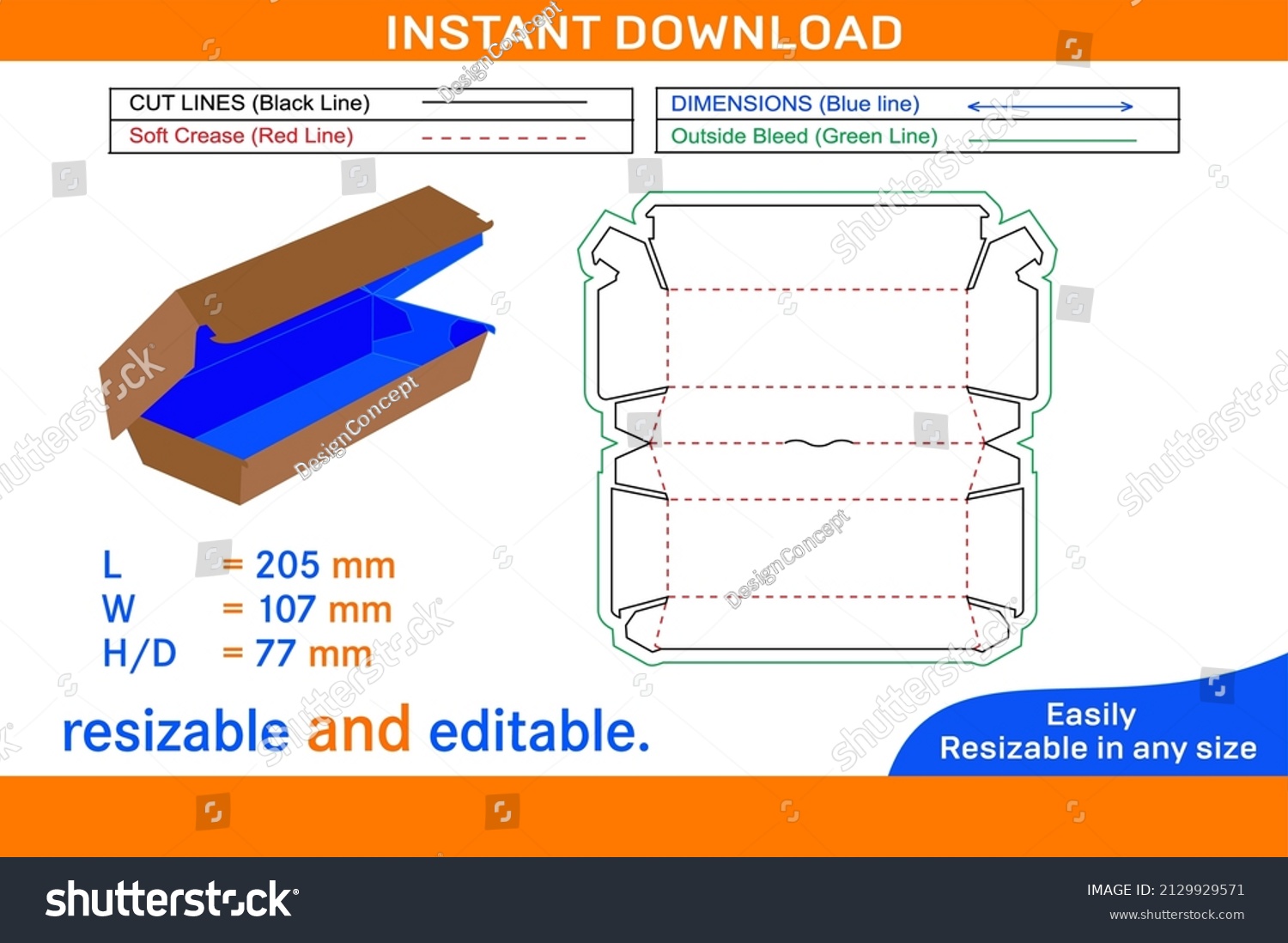 Burger Packaging Box Snack Box Large Stock Vector (Royalty Free ...