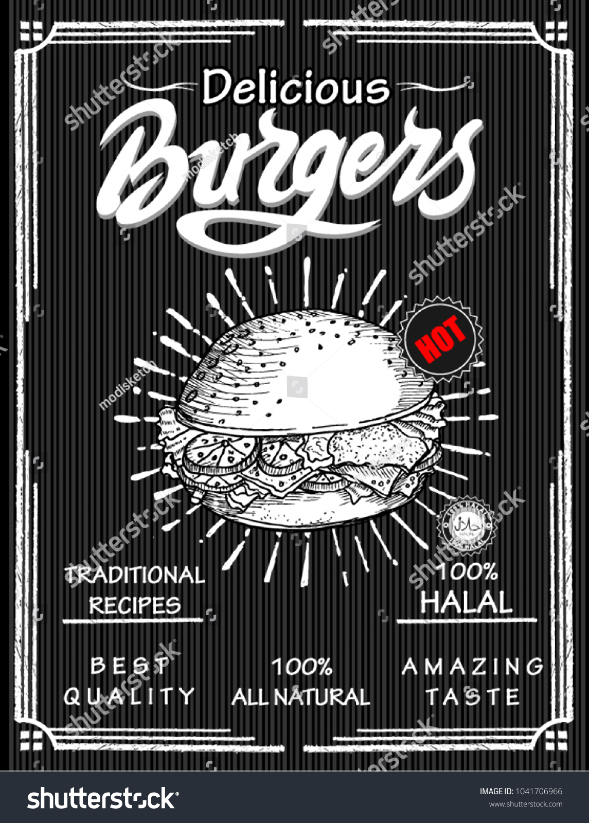 Burger Poster Sign Chalkboard Drawings Stock Vector (Royalty Free ...