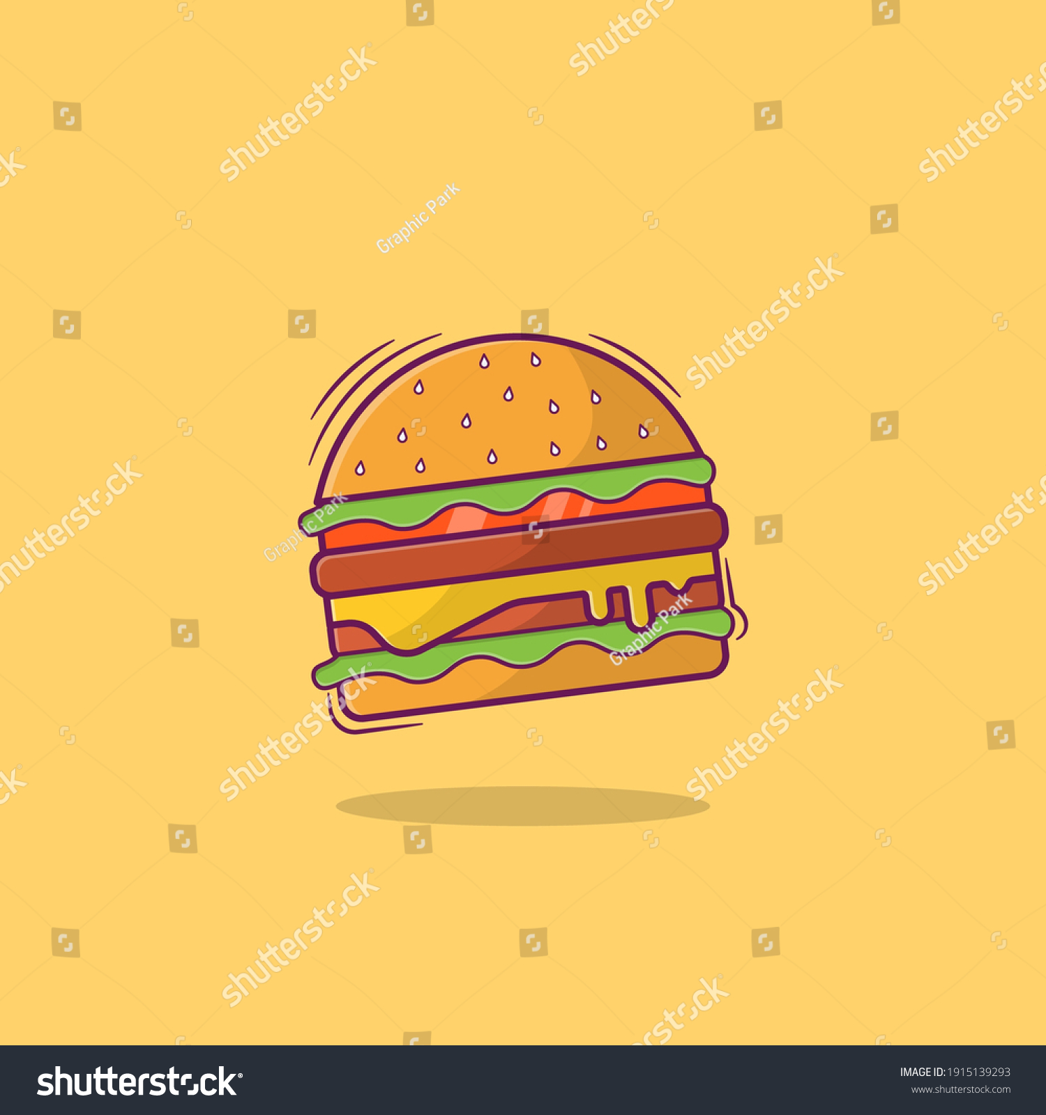 Burger Vector Illustration Flat Design Icon Stock Vector Royalty Free 1915139293 Shutterstock 0050